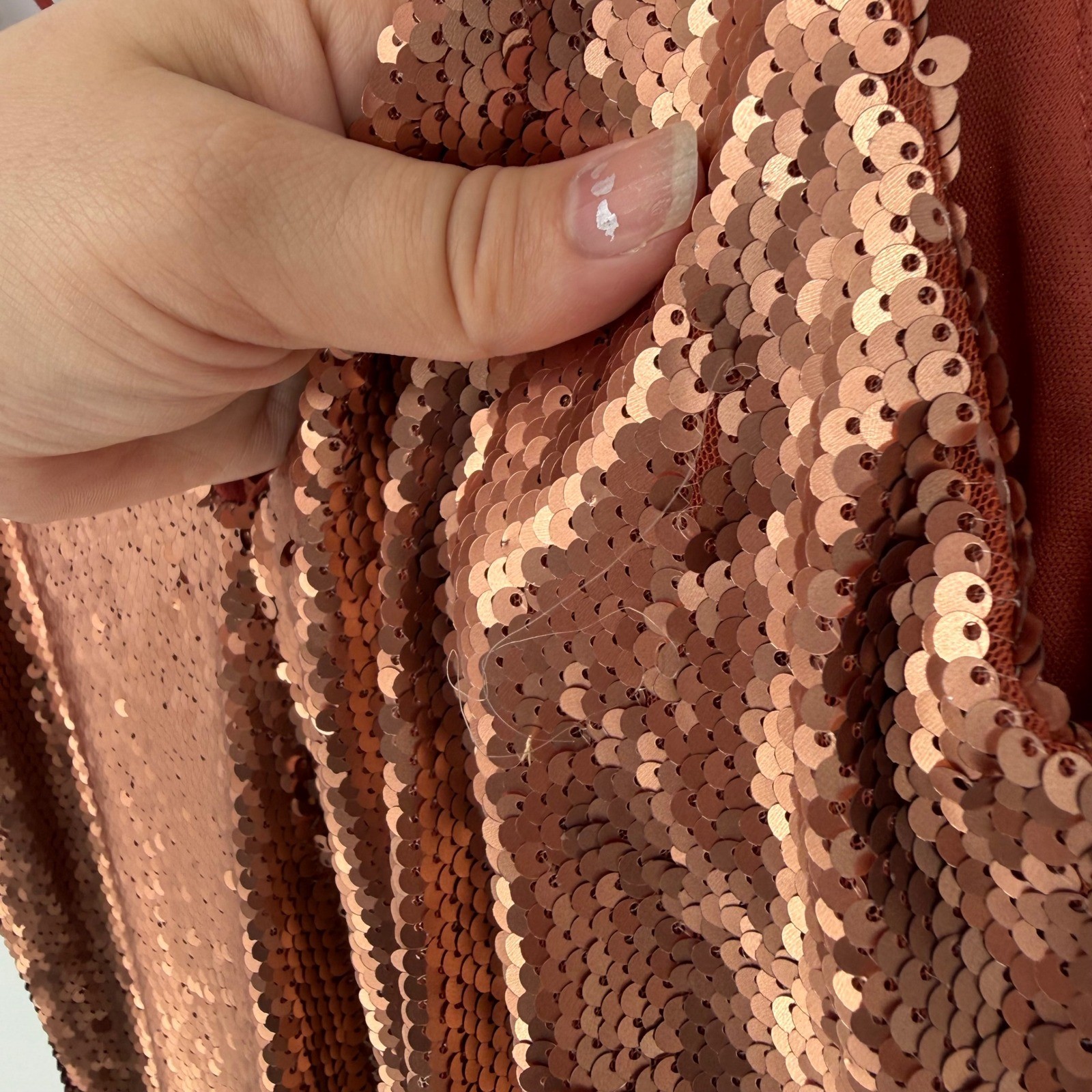 AAKAA SEQUIN MINI DRESS NWT SMALL BRONZE COPPER FLASHY SPARKLE GLIMMER