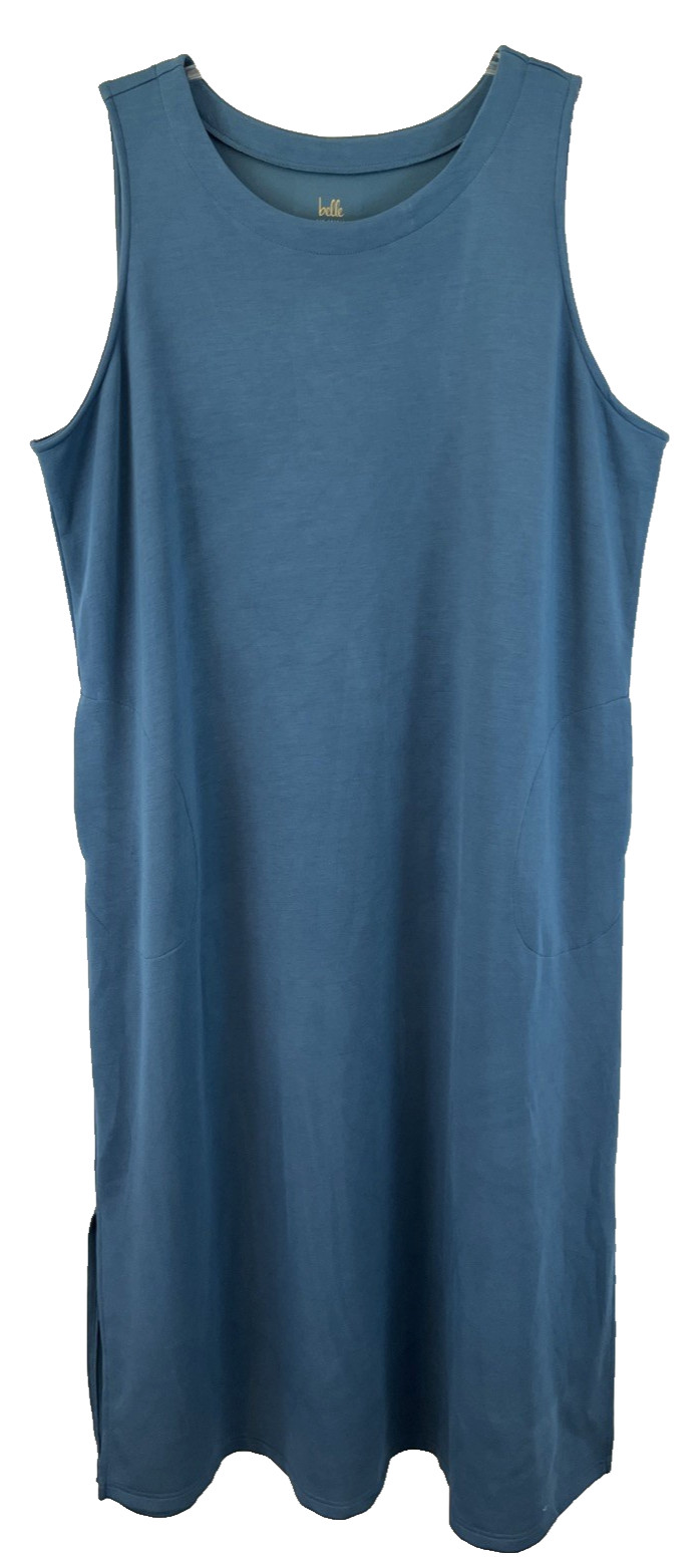 Belle Kim Gravel ScubaLuxe Bateau Neck Tank Dress Sz 3X Blue A691869 Women K1