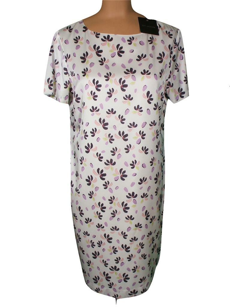 NWT ST. JOHN Knits Geranium Petals Print Stretch Silk Crepe Dress sz 16 $995