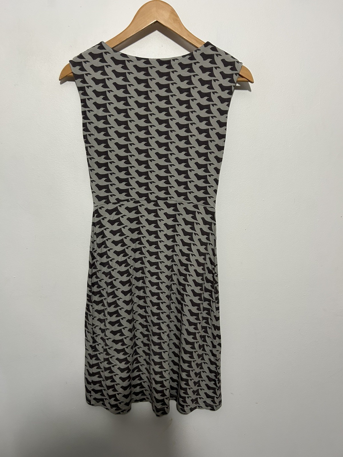 Boden Size 6 Ledbury Dove Print Bird Grey Jersey Dress Twee Events