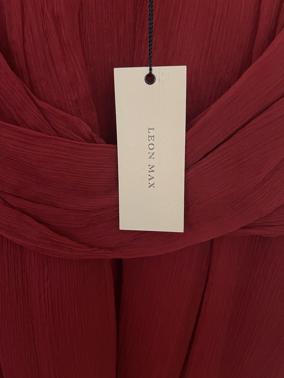 Leon Max Limited Edition 100% Silk Elegant Fairytale Dress Size 10 Burgundy Wine