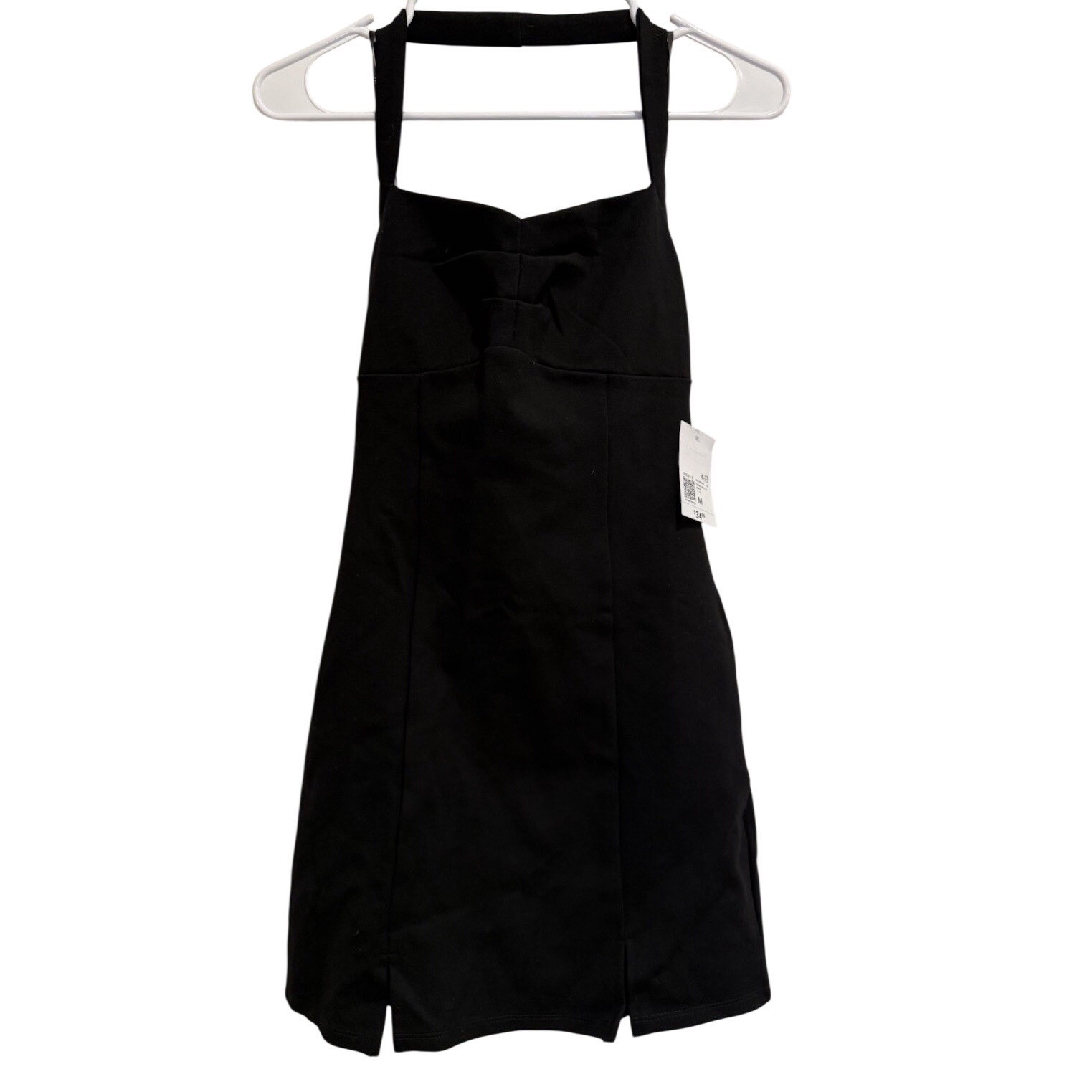 Forever 21 Black Open Back Halter Mini Dress Neck Sheath Slits Formal Party Sz M