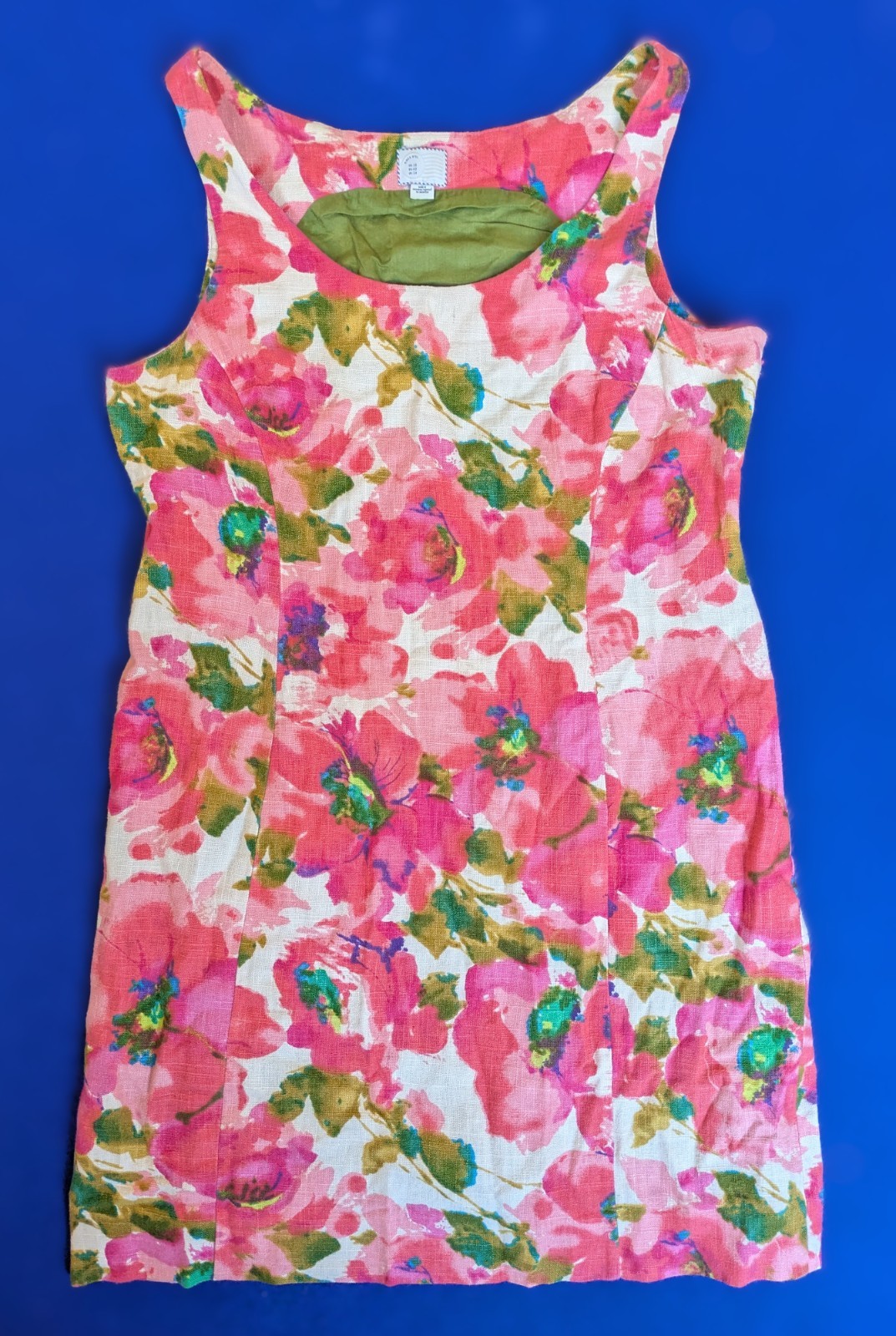 Anthropologie 9-HI5 STCL Pink Green Floral Sleeveless Spring Dress Sz 10