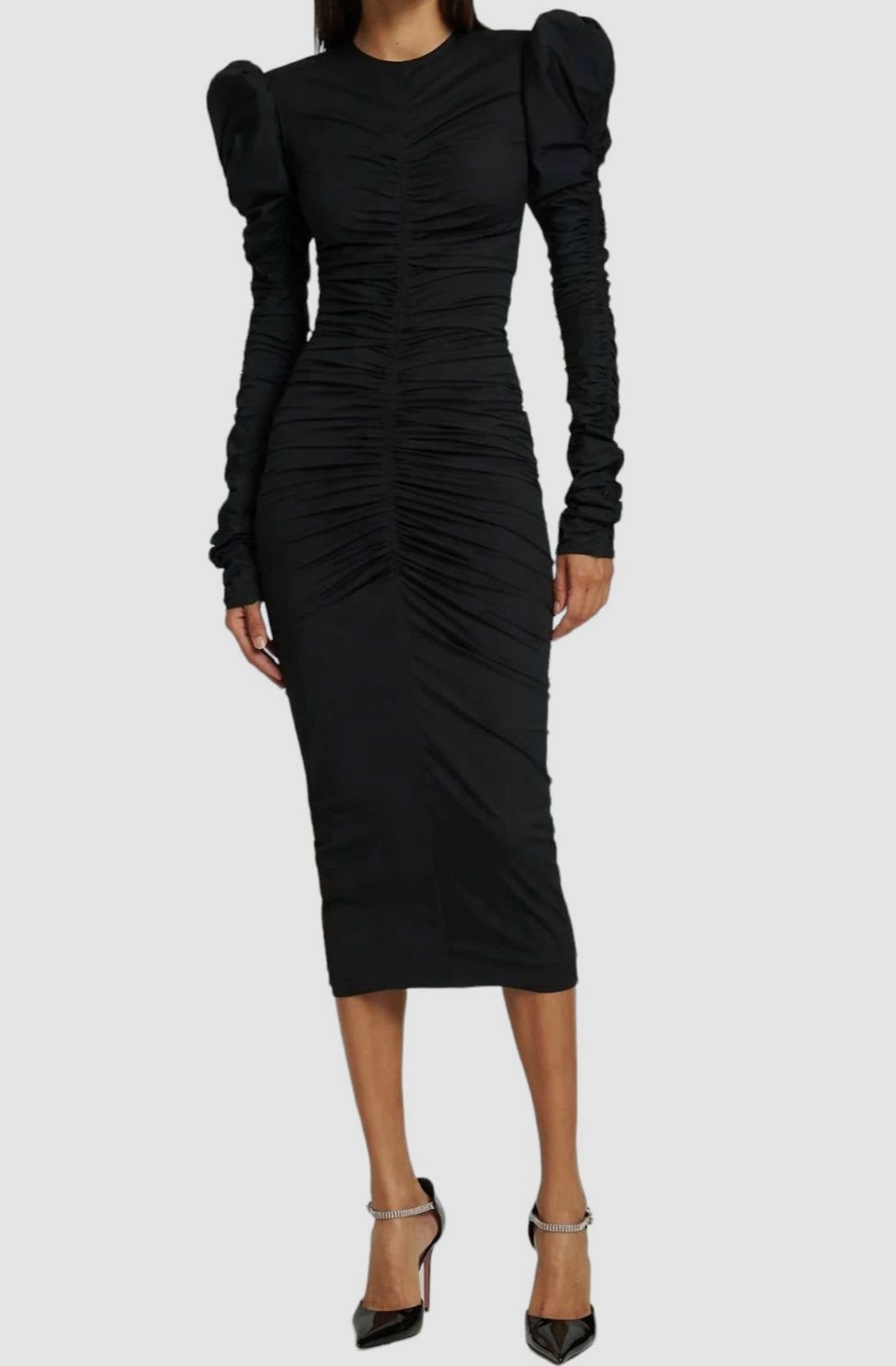 $1185 Philosophy Di Lorenzo Serafini Women’s Black Ruched Bodycon Dress Size 2