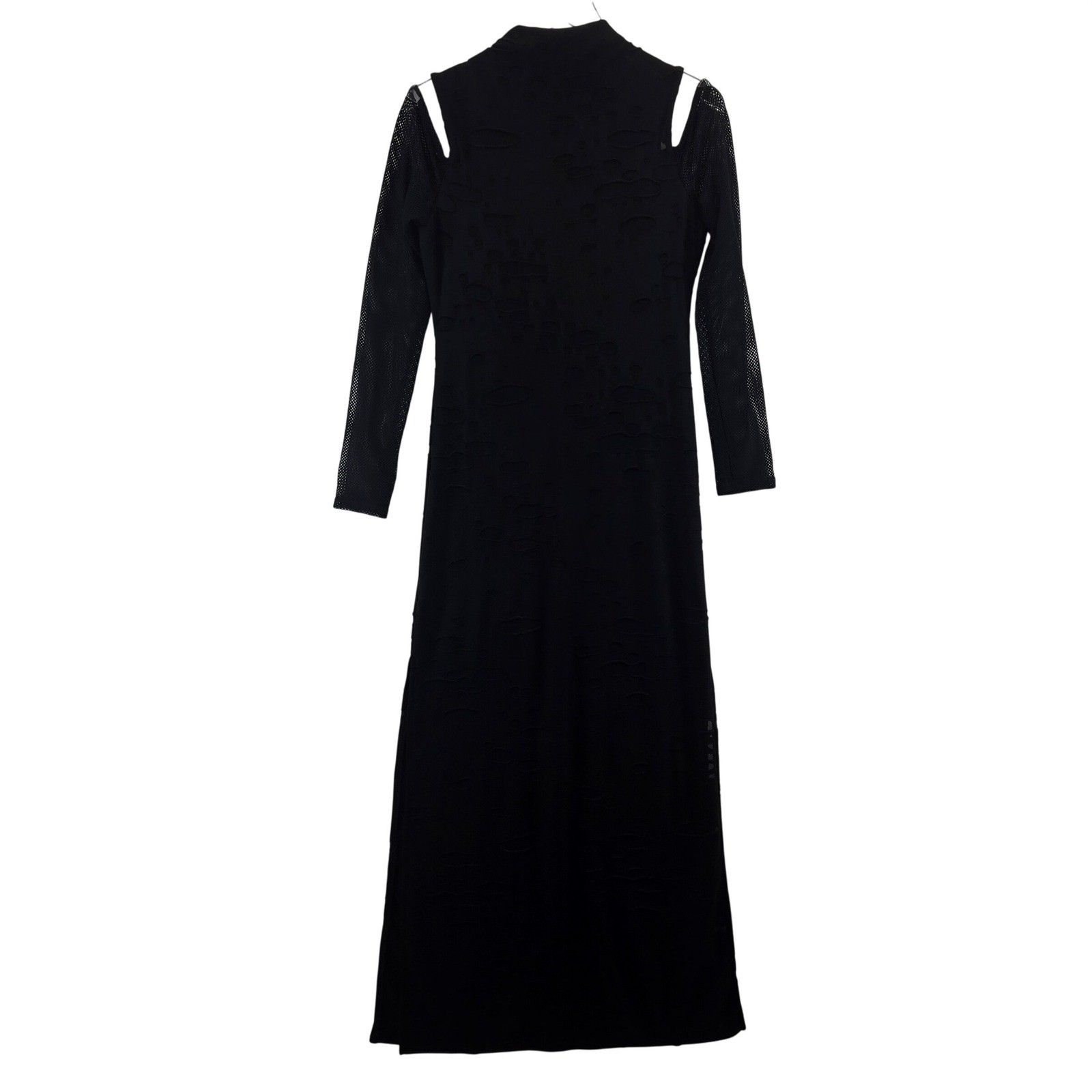 Killstar Black Distressed Burnout Cold Shoulder Mesh Maxi Dress Large Gothic