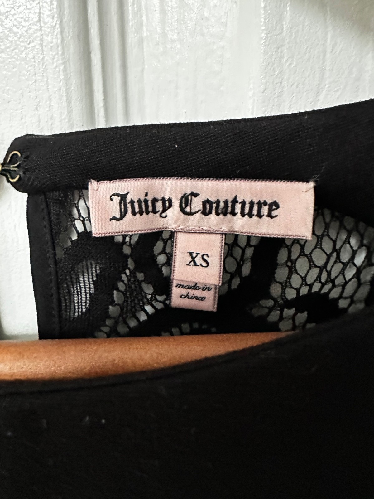 Juicy Couture Black Lace Back Skater Dress – XS Pockets Goth Vintage Style Y2K