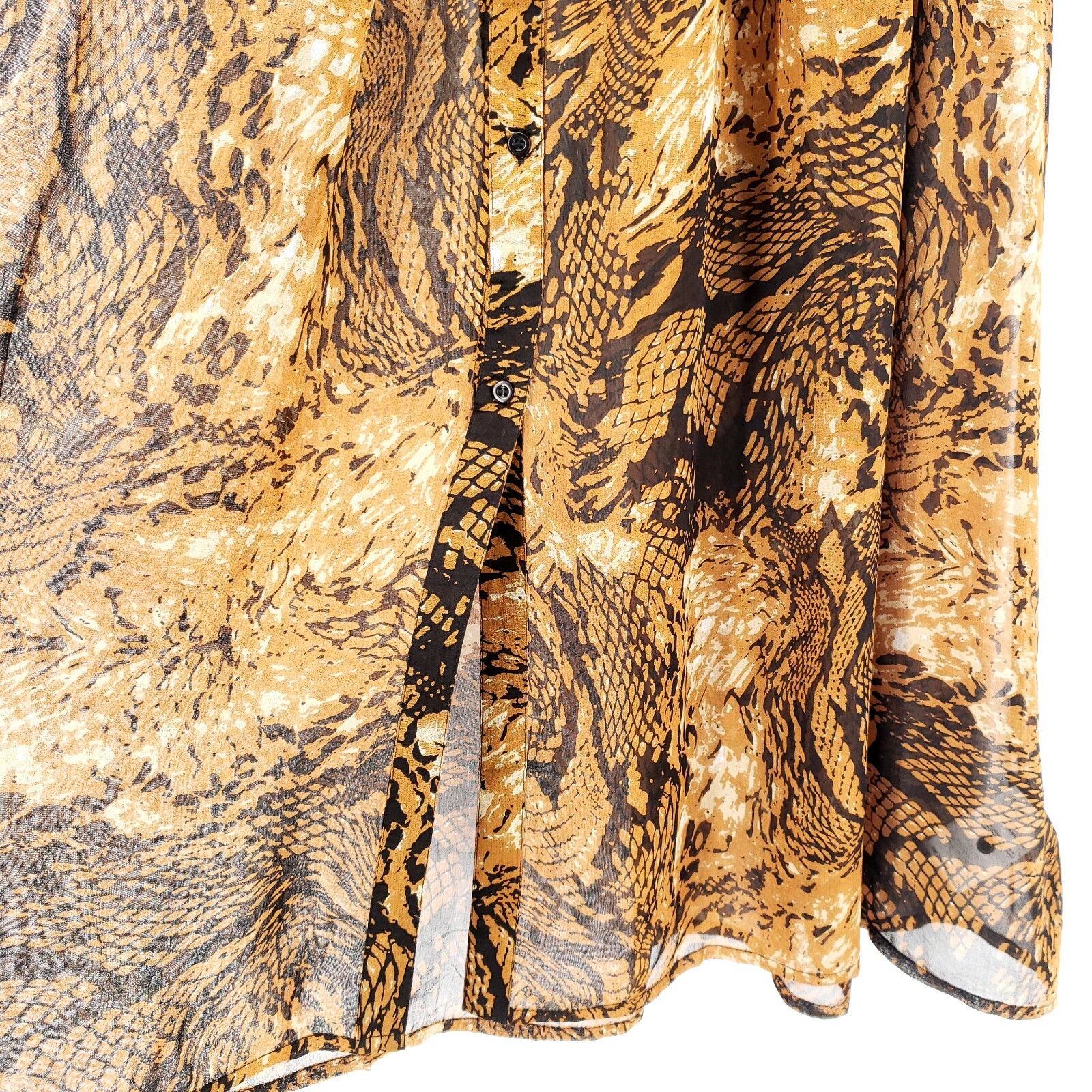 SPARKZ COPENHAGEN Sheer Maxi Long Shirt Dress Flowy Sexy Chestnut XS S M