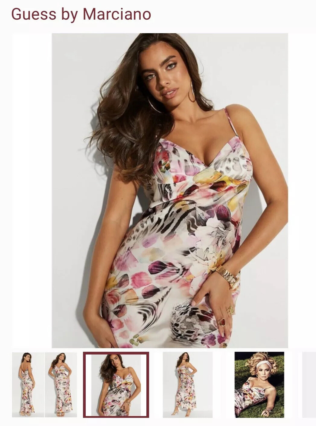 £270 MARCIANO by GUESS Jennifer Lopez Maxi Floral Slip Dress XL 14 16 Cowl Back