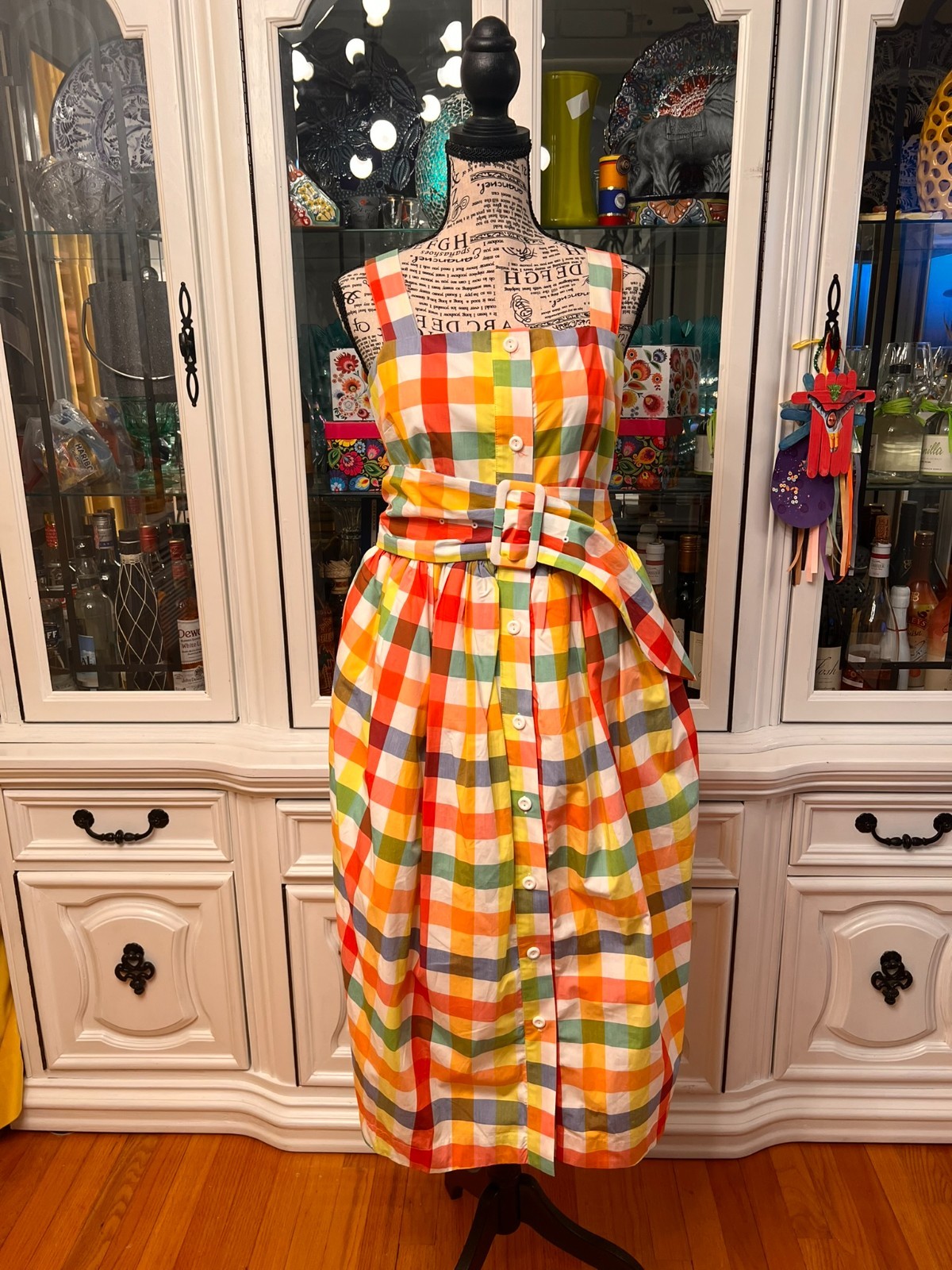 Christopher John Rogers Multicolor Gingham Sundress with Petticoat and Belt 10