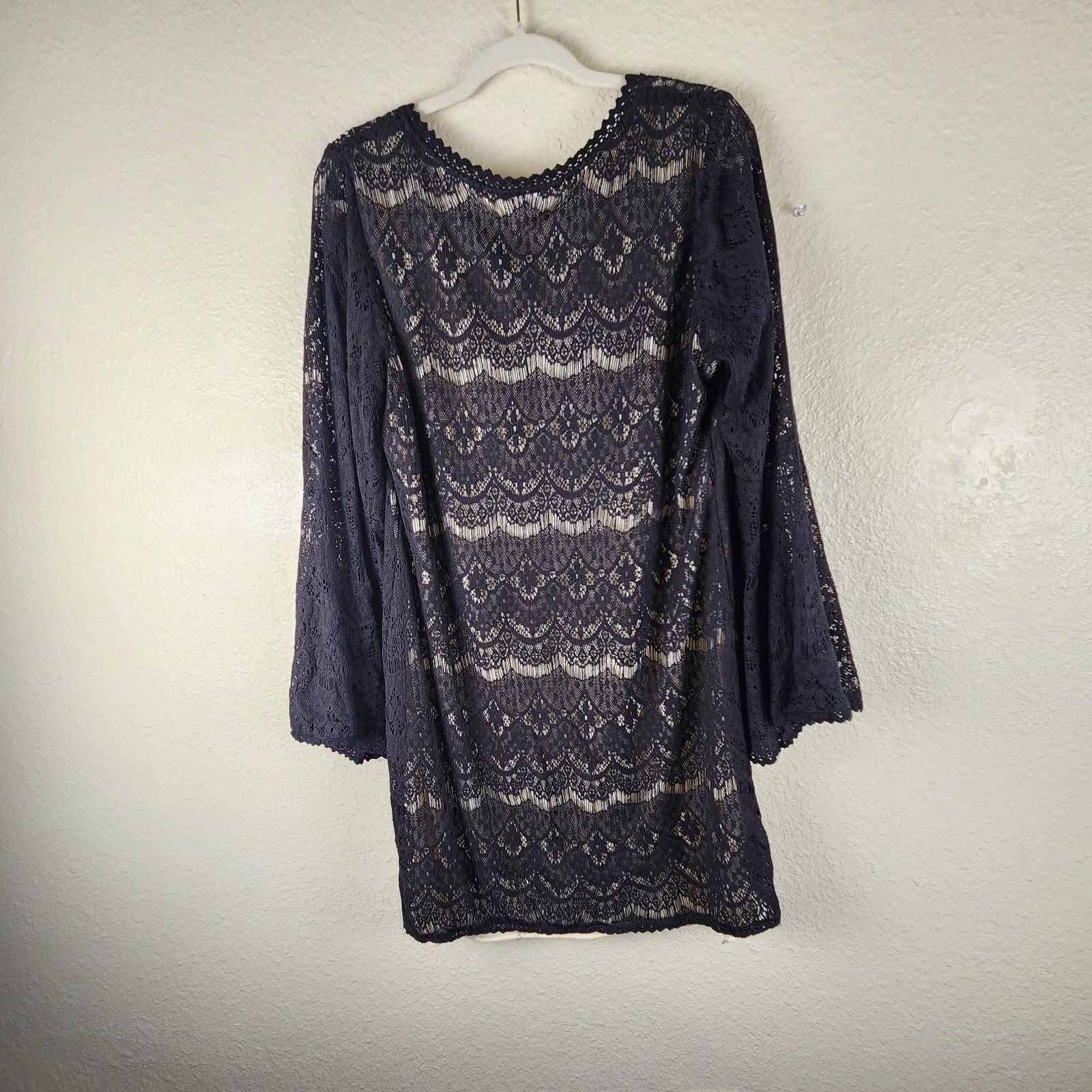 Scully Dress Size Extra Large Black Lace Western Peasent Flare Bell Sleeves