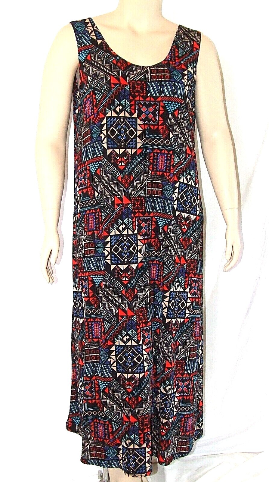 Travel Knit Dress, long A-Line Tank, Stretchy NO-IRON poly/span, #070