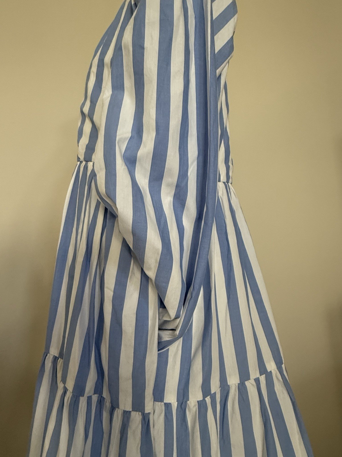 J. Crew SMALL Blue White Tiered Cotton Poplin Dress in Barrie Stripe