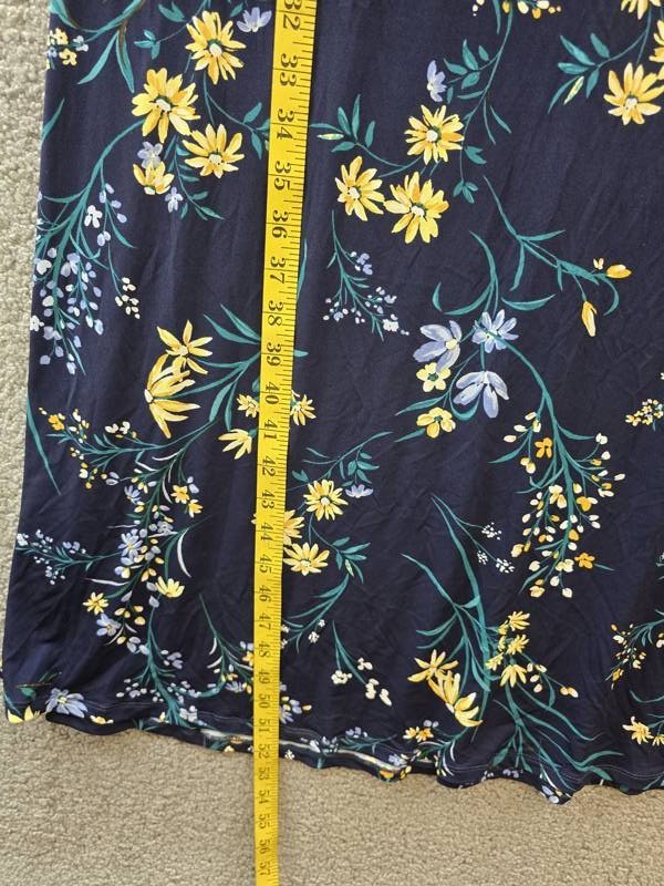 Sam & Jess Printed V-Neck Tie-Waist Midi Dress Women’s XL Navy Multi Pullover