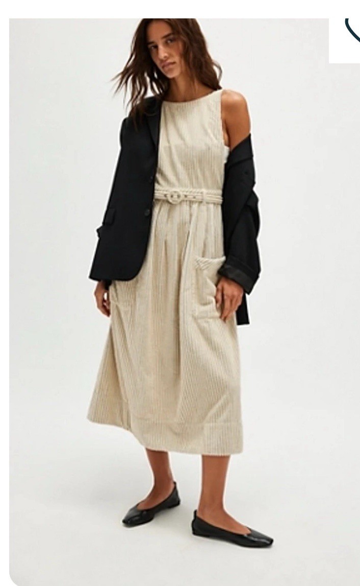 Free People The Other Side Corduroy Midi Dress Size 0 New* KC786