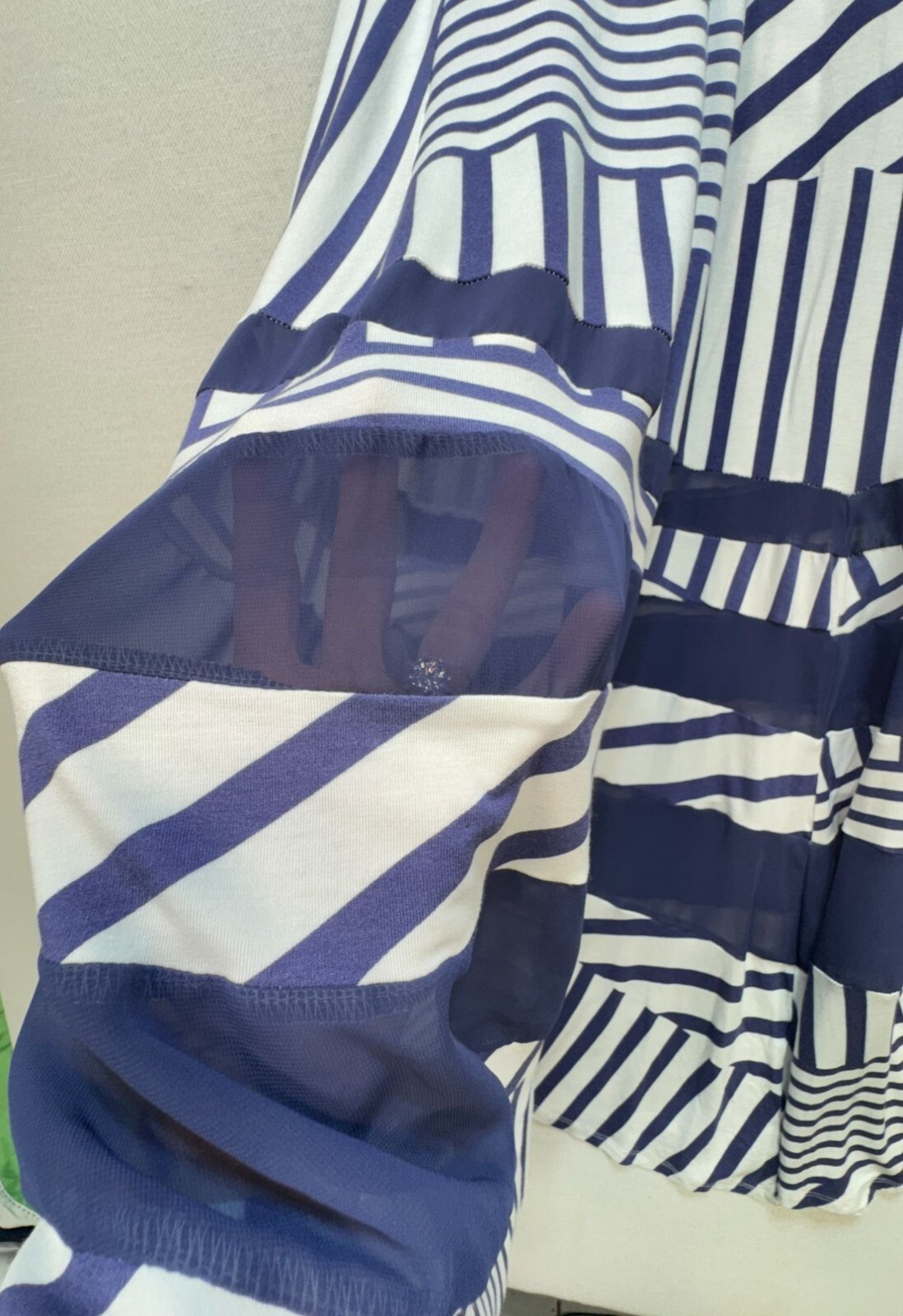 Peter Som For Designation Womens Maxi Dress Size S Blue White Striped Sheer