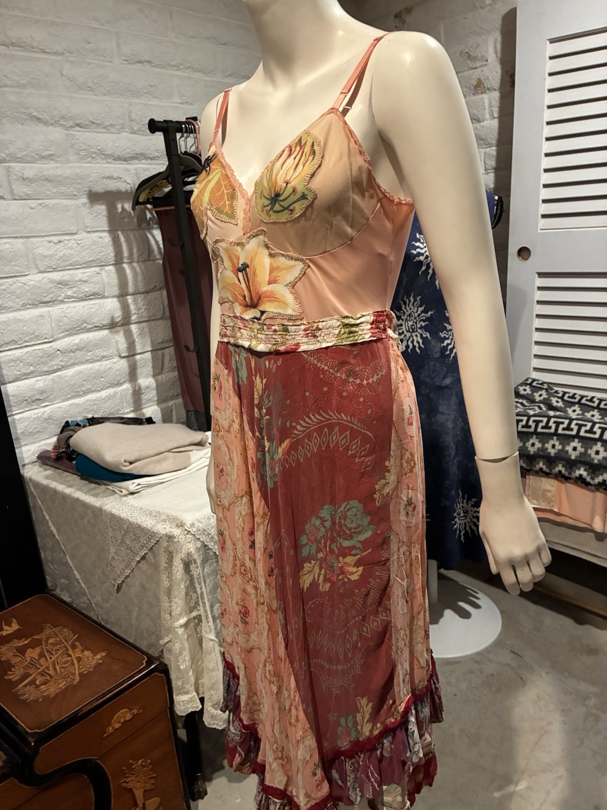NWOT 100% Silk OOAK Patchwork Gown • SF Faire Artisan Masterpiece ✨
