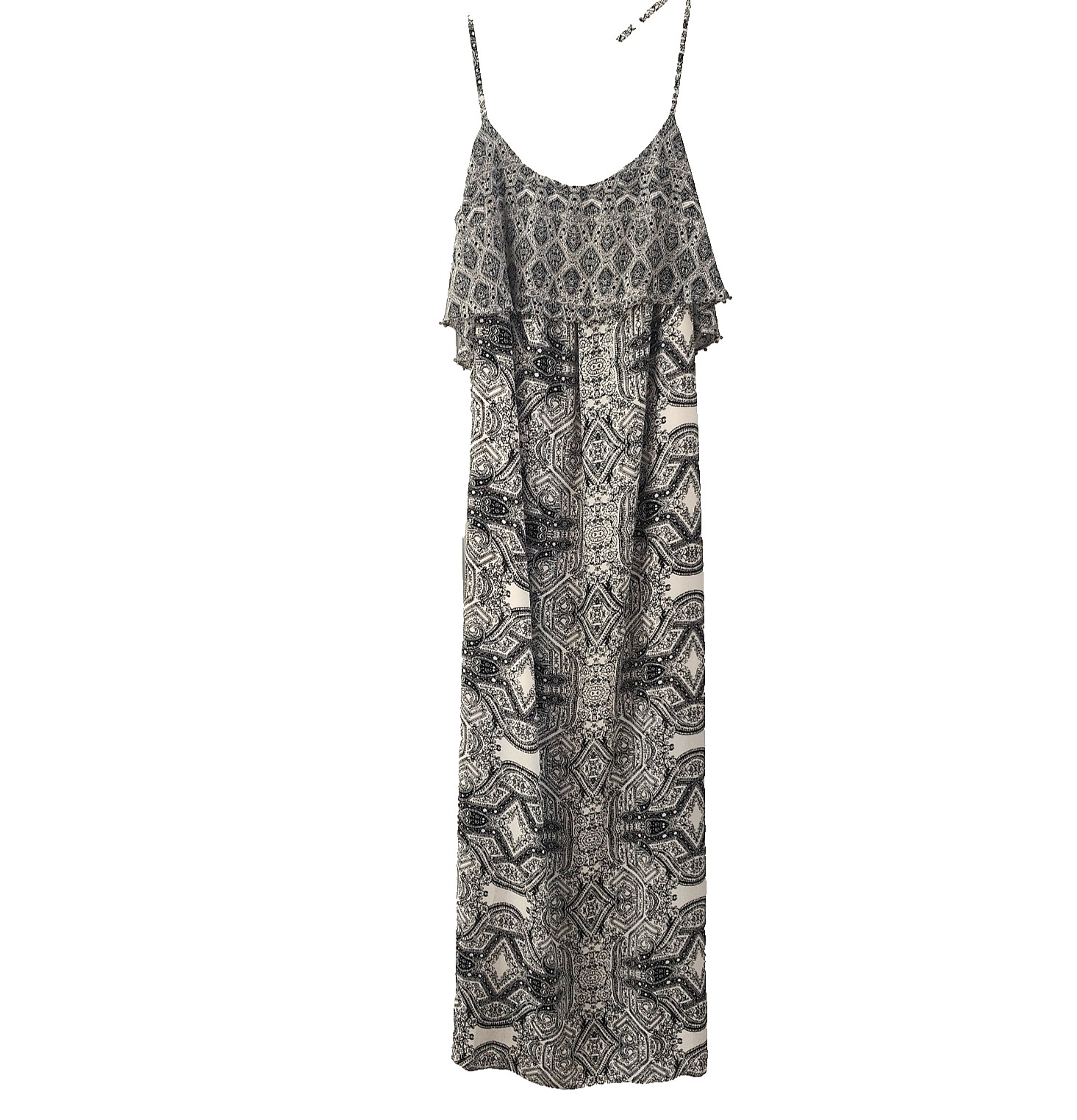 NEW Anthropologie Maxi Dress Size 10 Beaded Flounce Spaghetti Straps Fairy Event