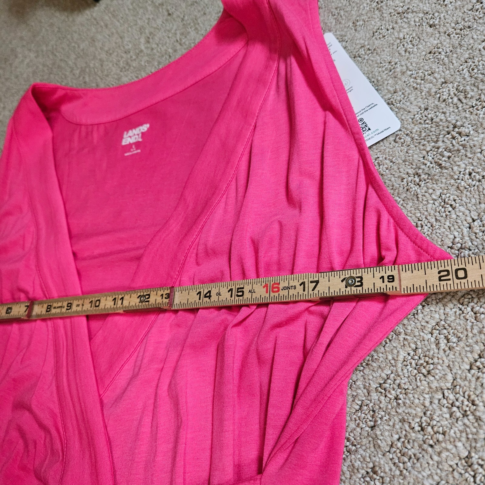 NEW Land’s End Cotton Modal Pink Maxi Dress Women’s L 14-16 Faux Wrap V-Neck