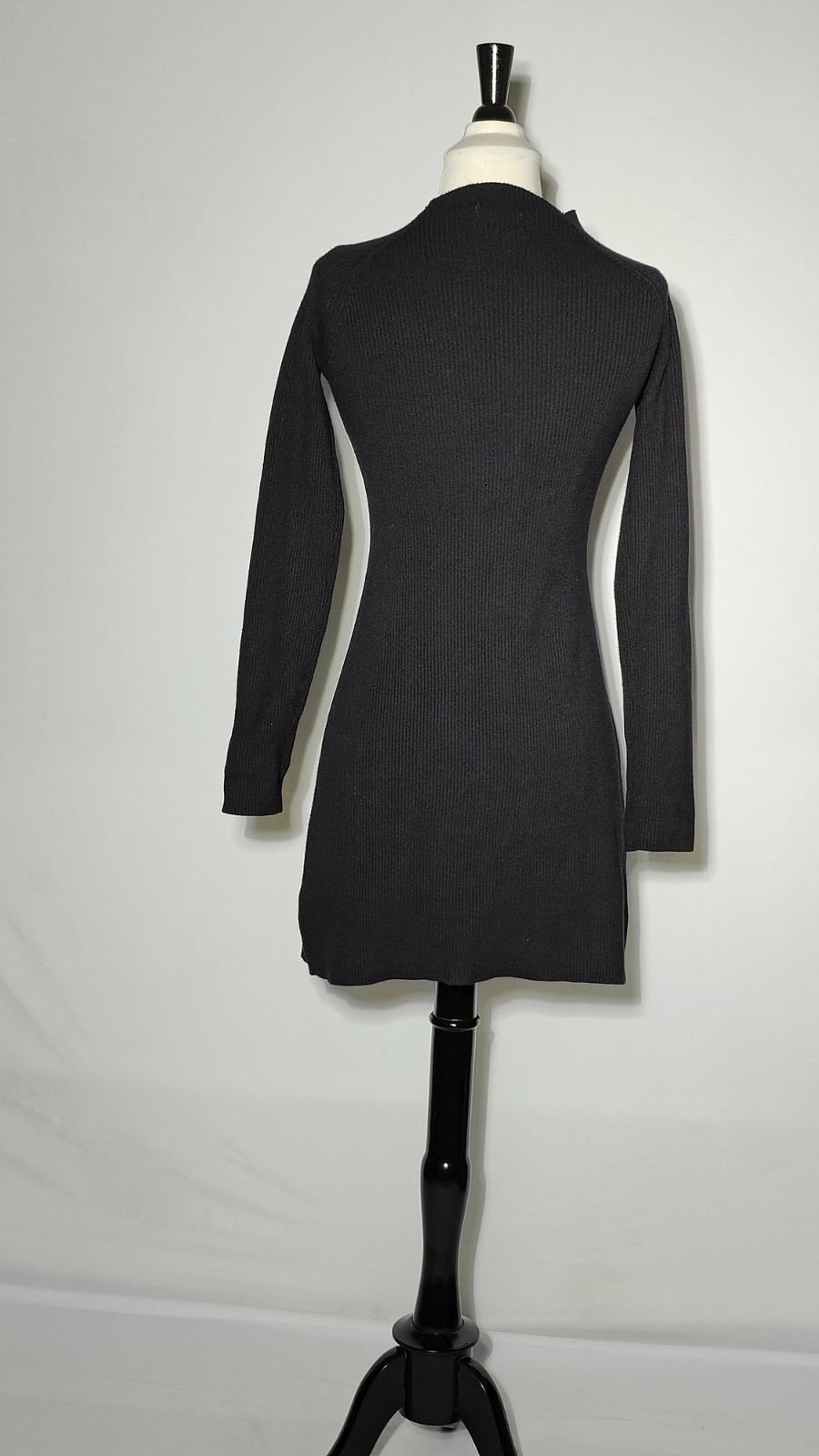 Universal Thread Black Ribbed Snap Henley Mock Neck Long Sleeve Sweater Dress XS