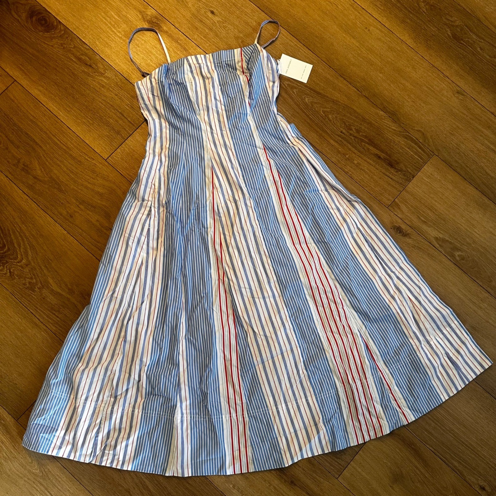 Free Assembly Americana Striped Midi Dress Blue Red White Small NWT