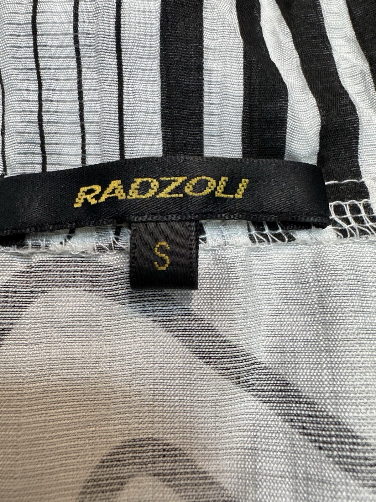 Radzoli Abstract Print Sleeveless Button Front Swing Dress White Black Sz S Art