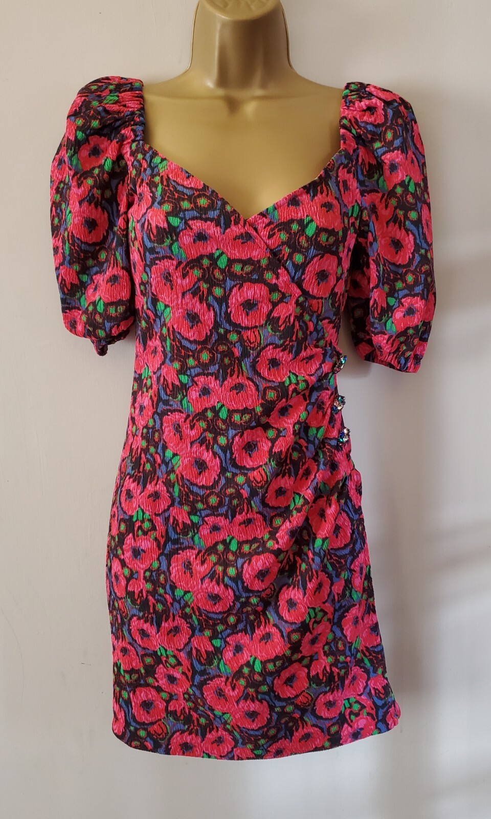 Ba&sh Lab Creative Dolly Jewel Button Summer Mini Dress Size 0 UK 6 New RRP £230