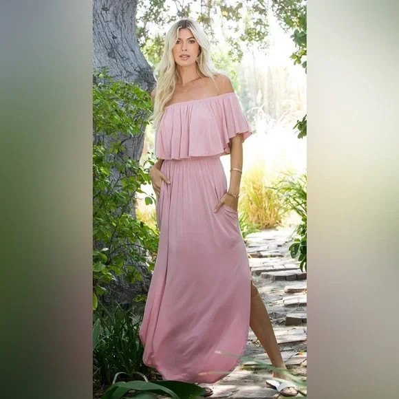 Sweet Lovely Off Shoulder Maxi Dress NWT