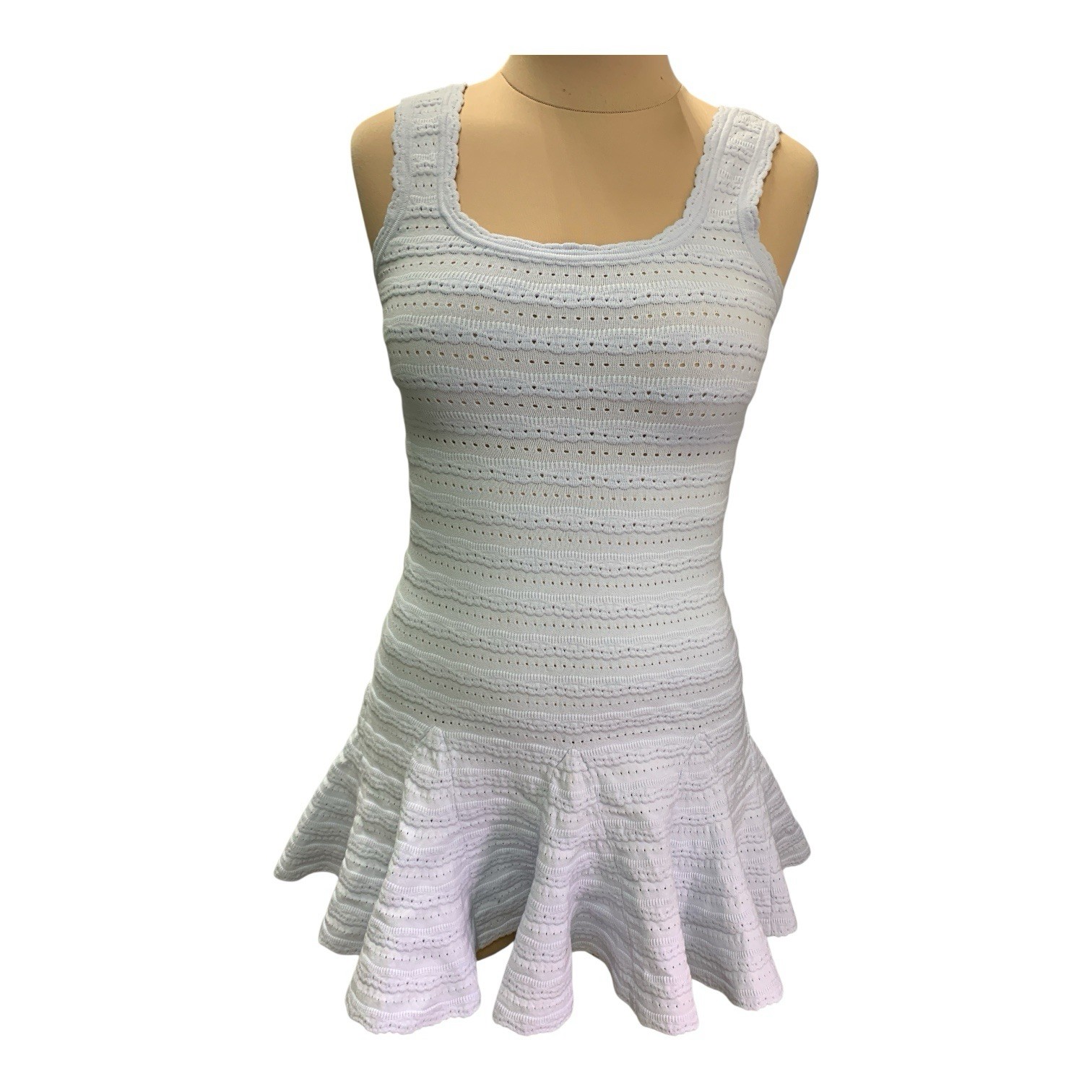 LoveShackFancy Maryanne Open Knit Mini Dress Morning Sky Size X-Small Used Good
