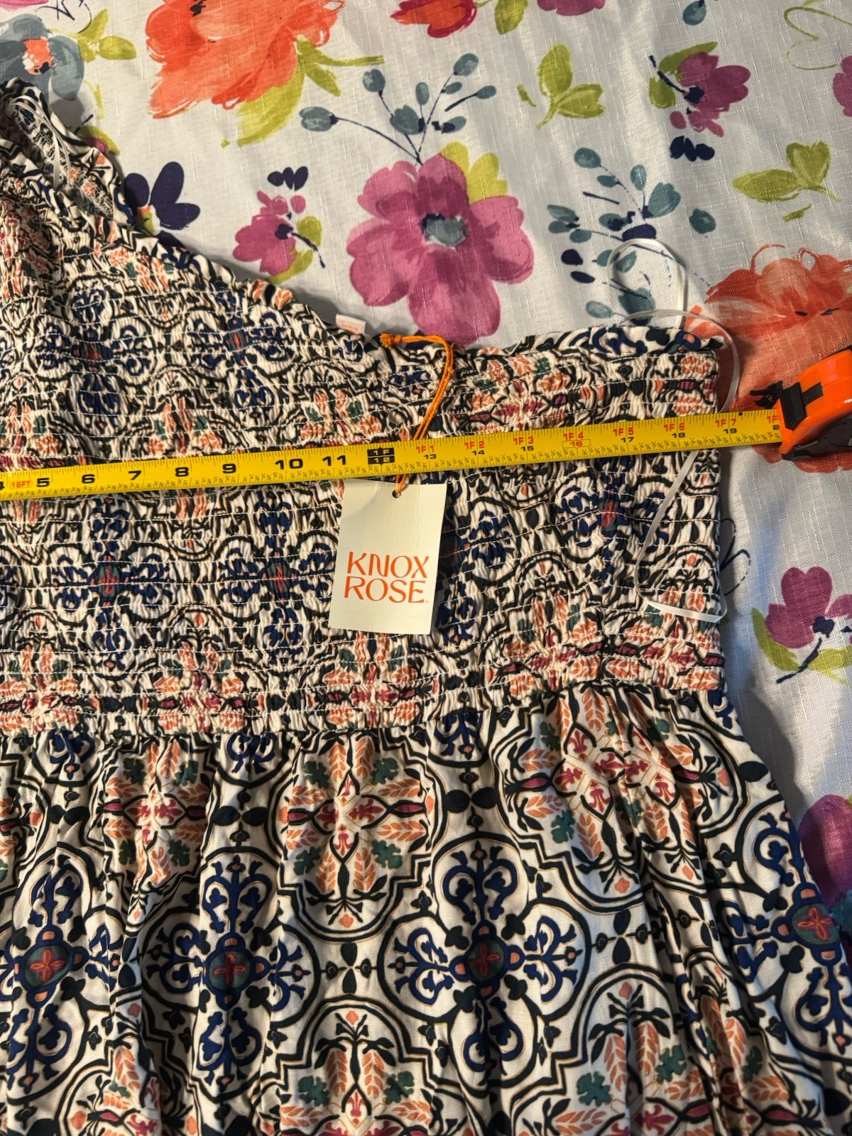 Knox Rose One Shoulder A-Line Maxi Dress Sundress Tiered Smocked Boho XXL NWT C1