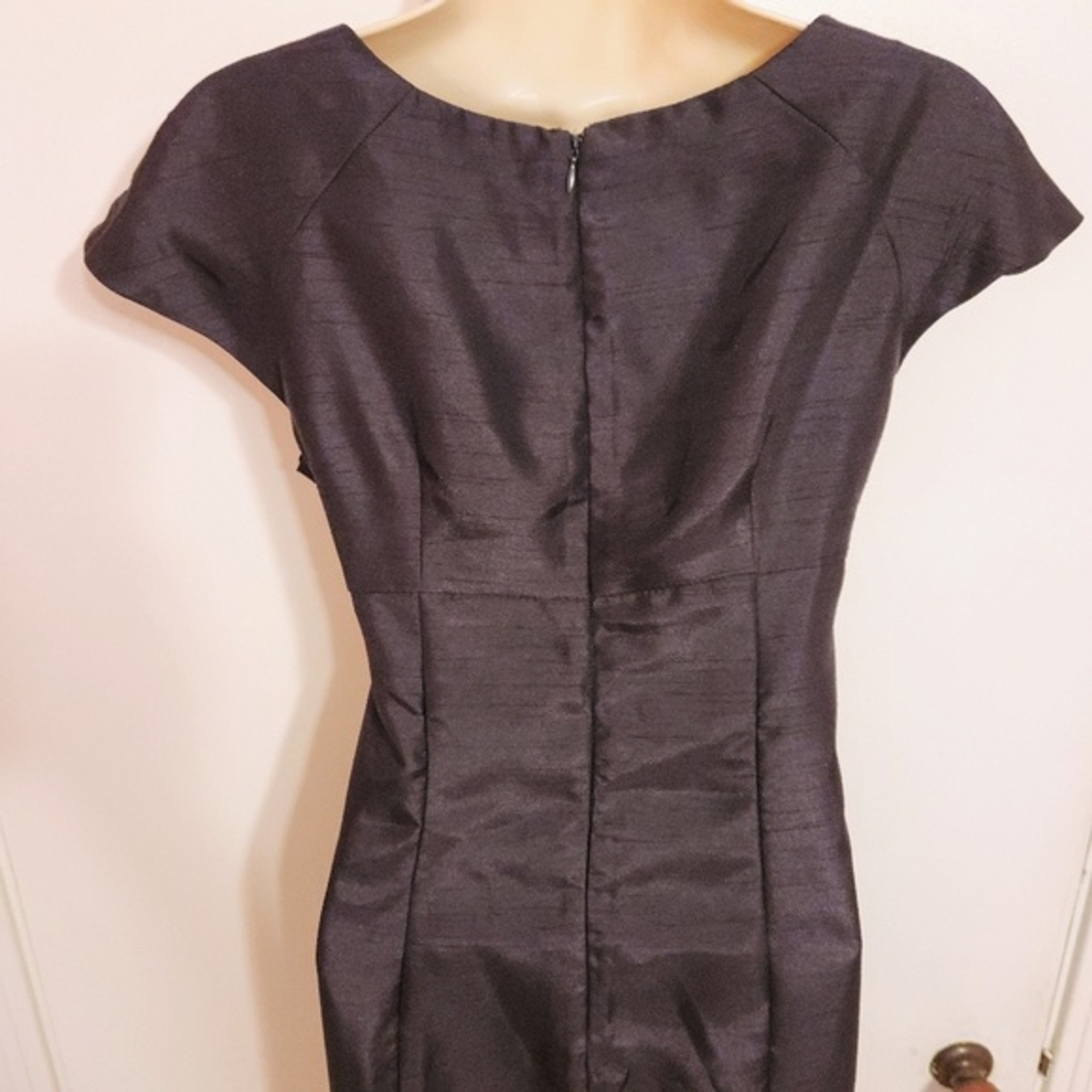 Madison Leigh Petite | Elegant Belted Tailored Cocktail Pencil Dress Grey 4 P