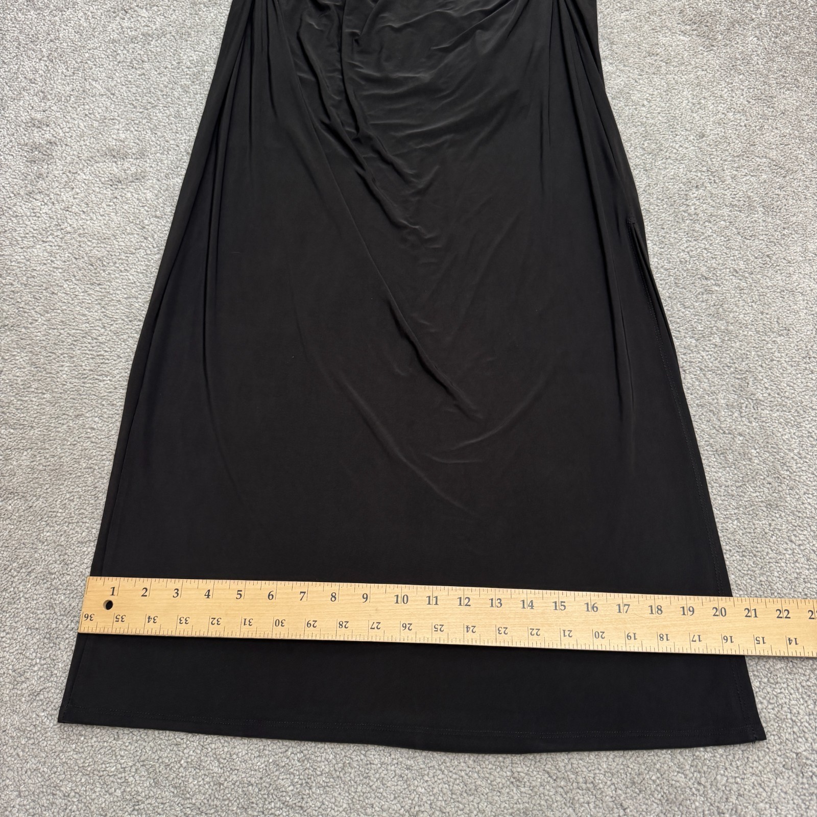 WAYF Cut Out Twisted Front Long Sleeve Maxi Dress Womens XL Black Slit Formal