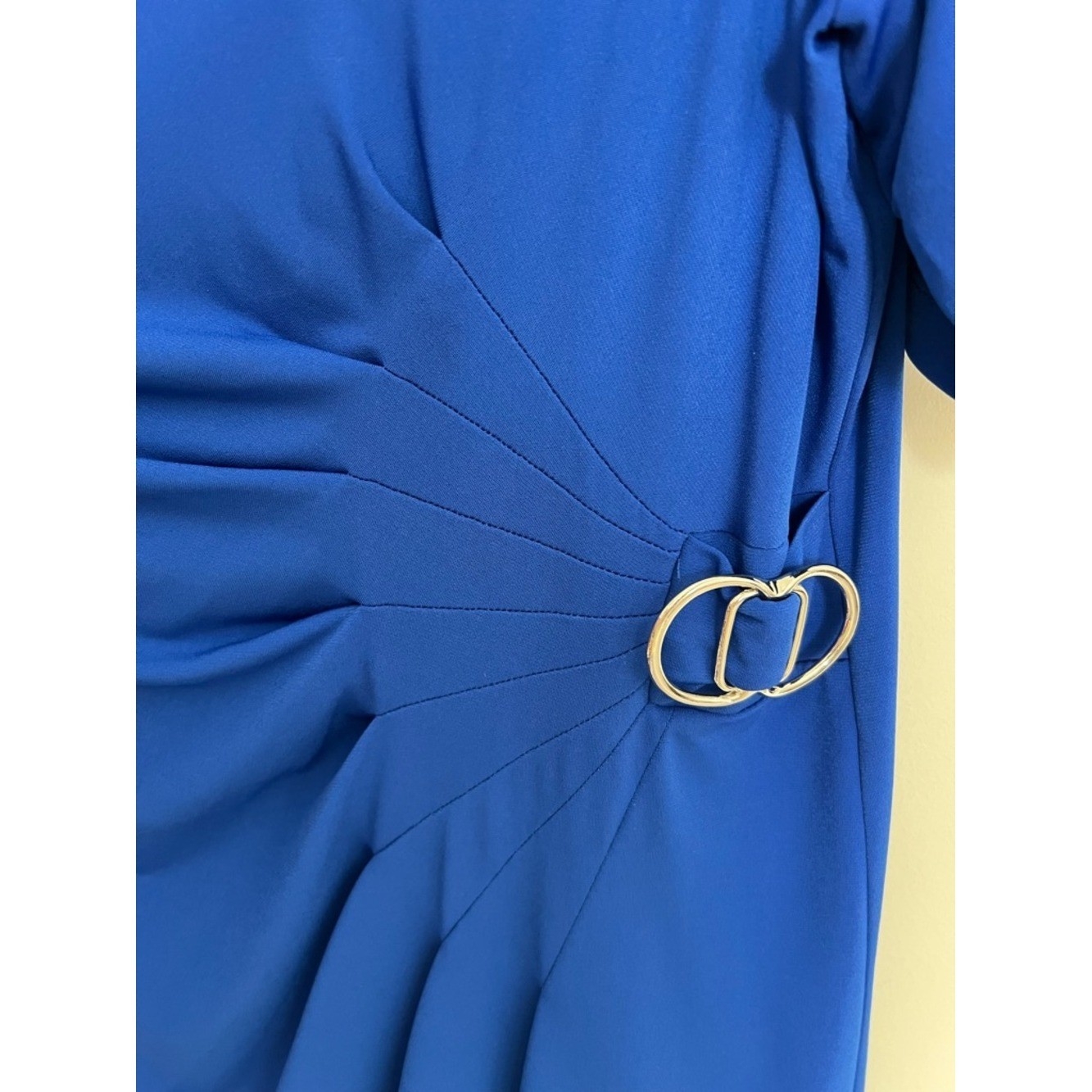 Laura Jeffries Elegant Royal Blue Midi Dress with Side Ring Detail Size 18W