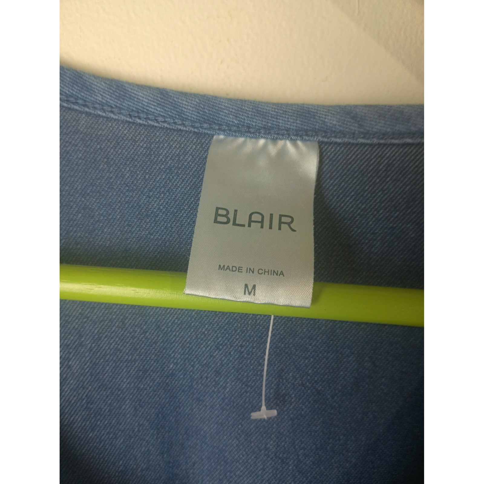 Blair Womens Medium Wash Denim Button Down Midi Dress Elastic Waist Blue Size M