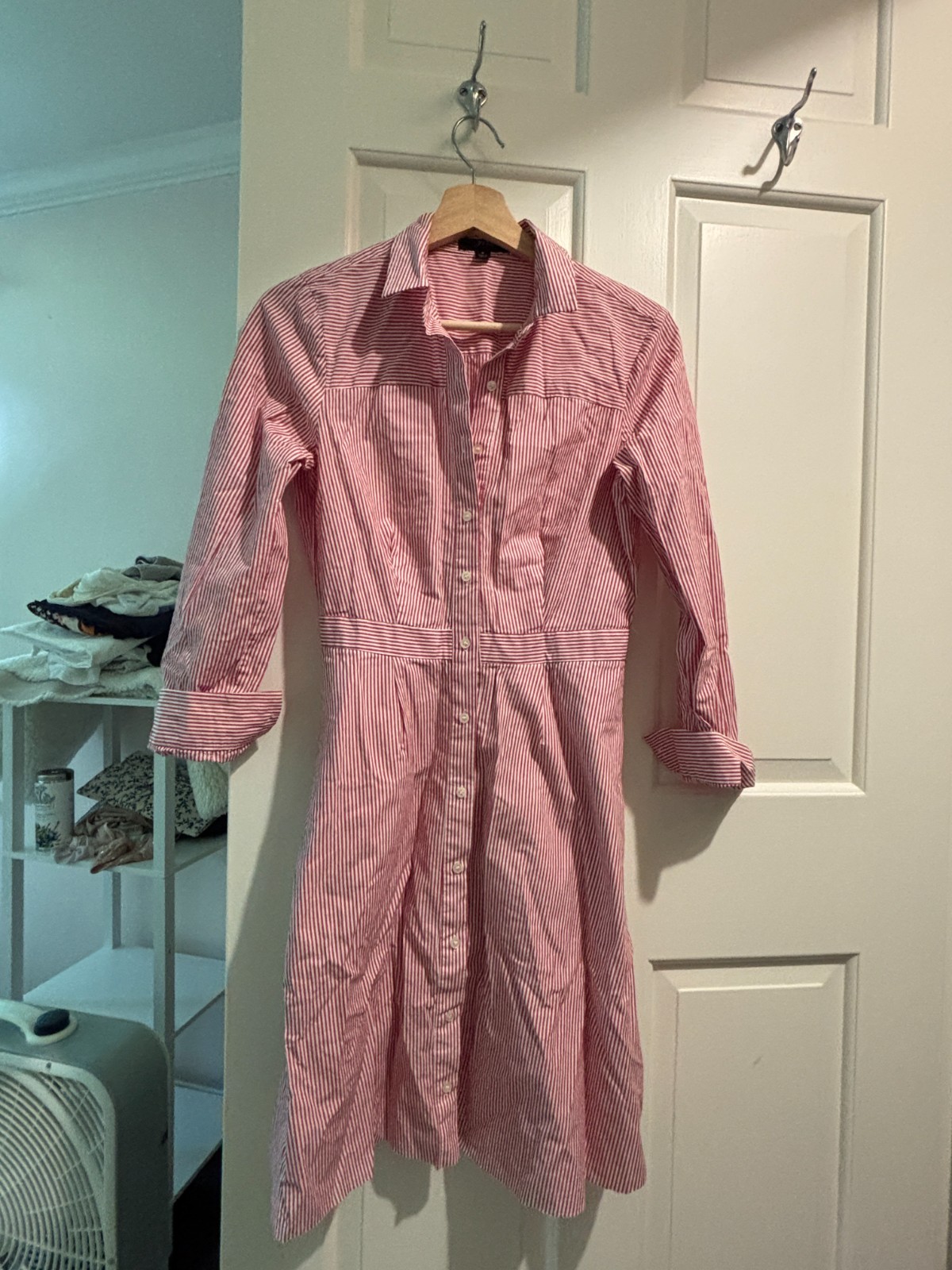 J.Crew red and white stripped button up maxi dress (size US 4)