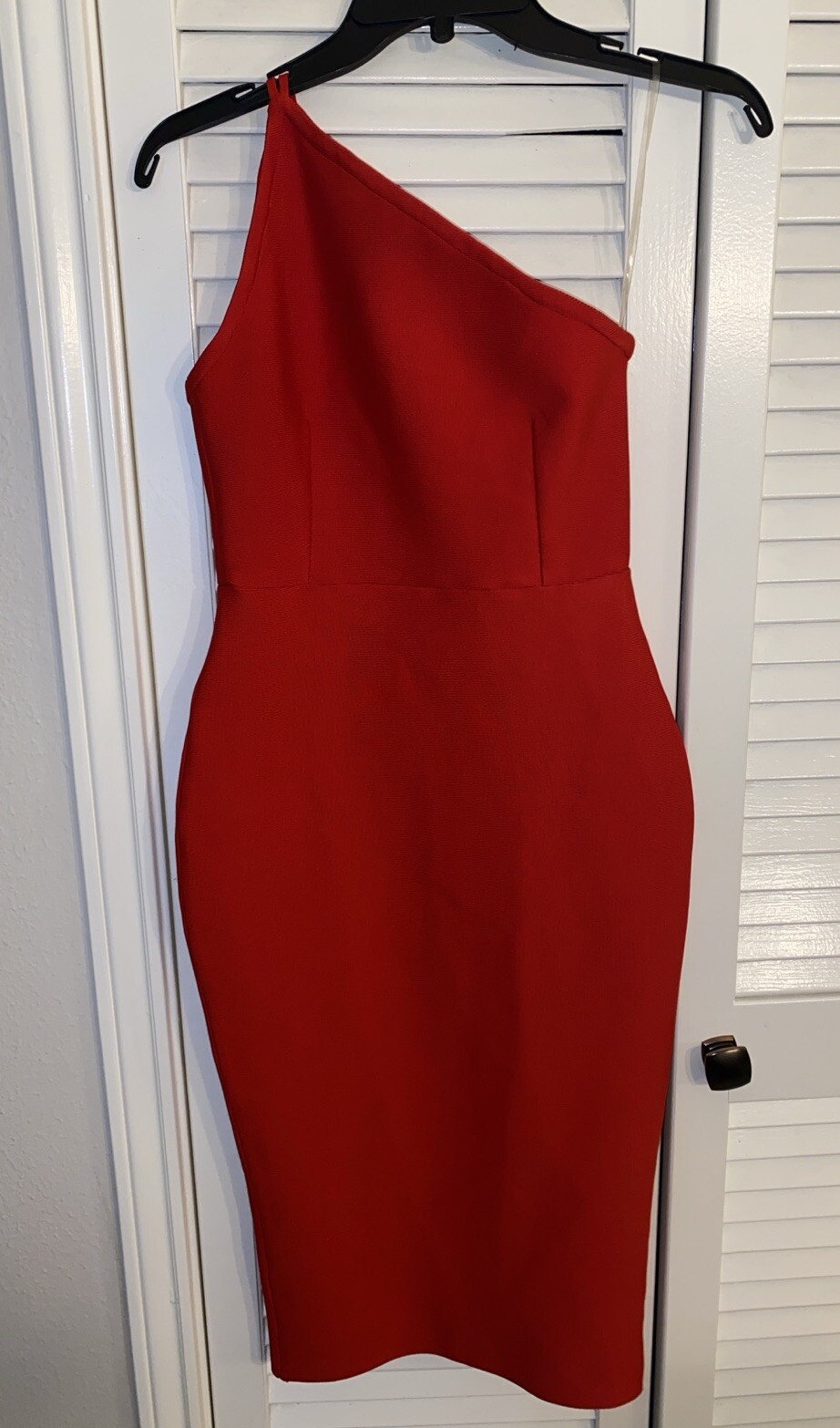 SHEIN ADYCE Double Strappy One Shoulder Bodycon Dress RED Size M