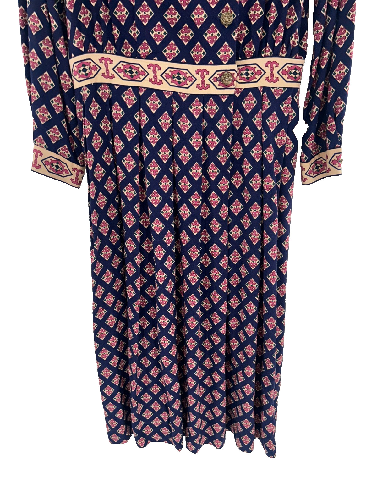 Women’s Vintage Jane Singer Geometric Print Midi Dress Size 12