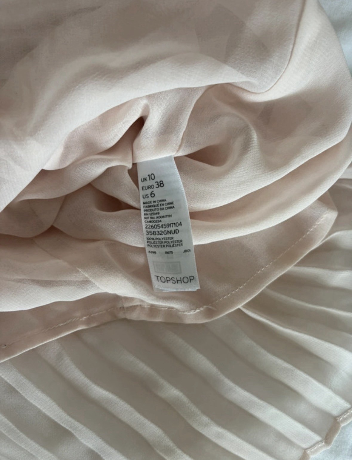 Topshop Textured Smocked Plisse Pleated Bell Sleeve Mini Dress Peach Pink S 10