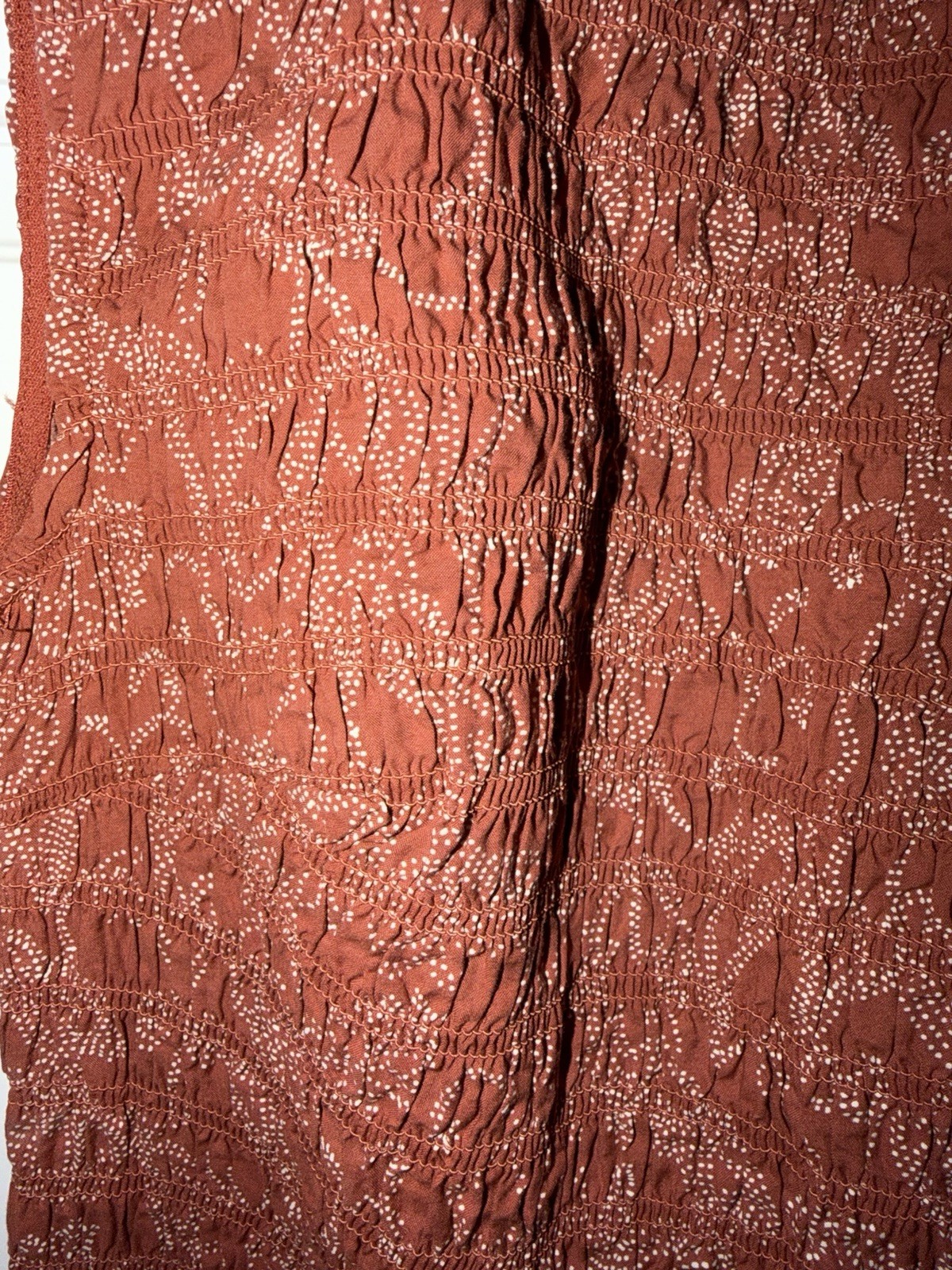 Universal Thread Rust Floral Smocked Woven Midi Dress V-Neck Sleeveless M