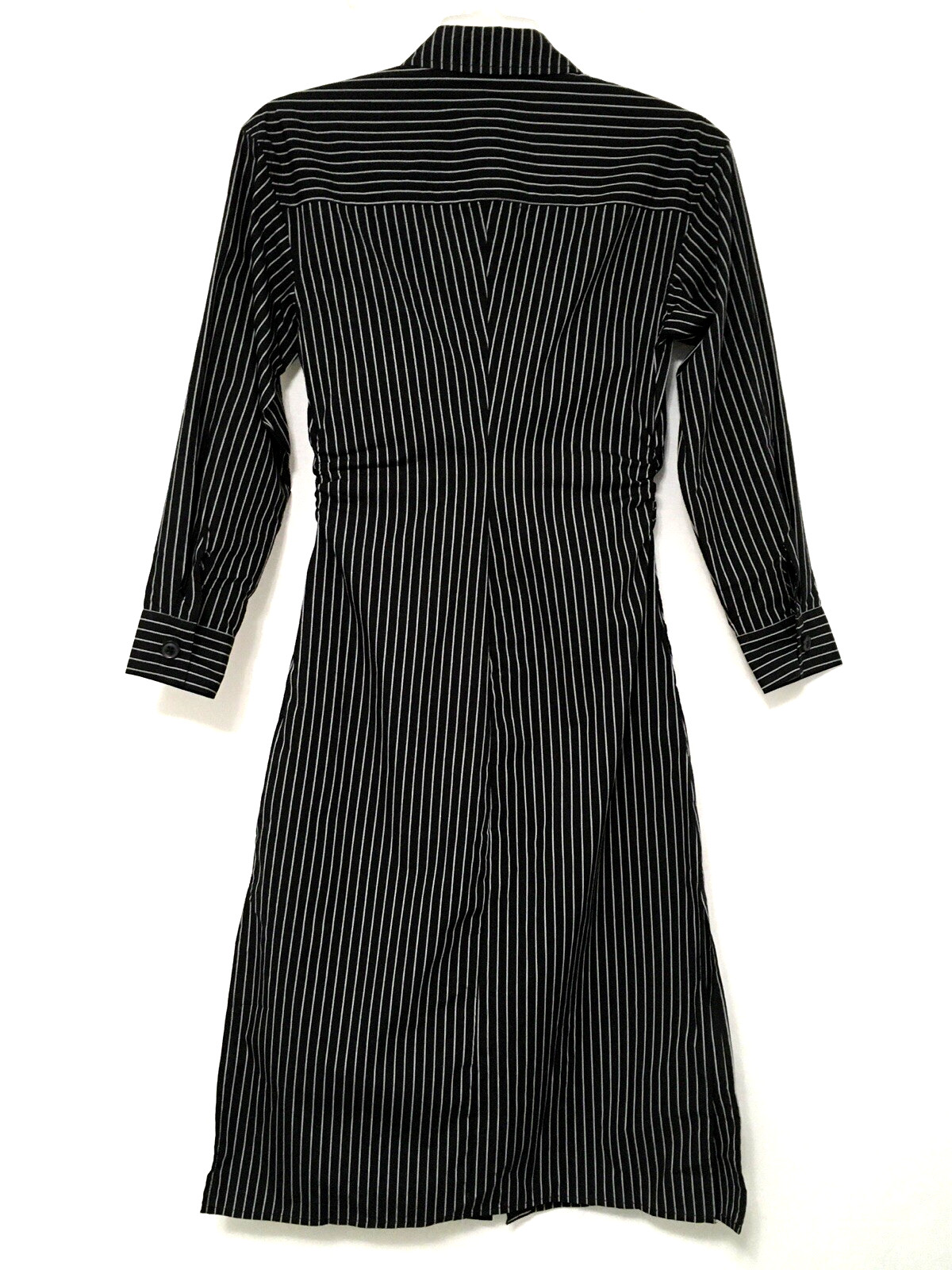 A New Day XS Black White Stripe Versatile Long Sleeve Midi Shirtdress w/ Pockets