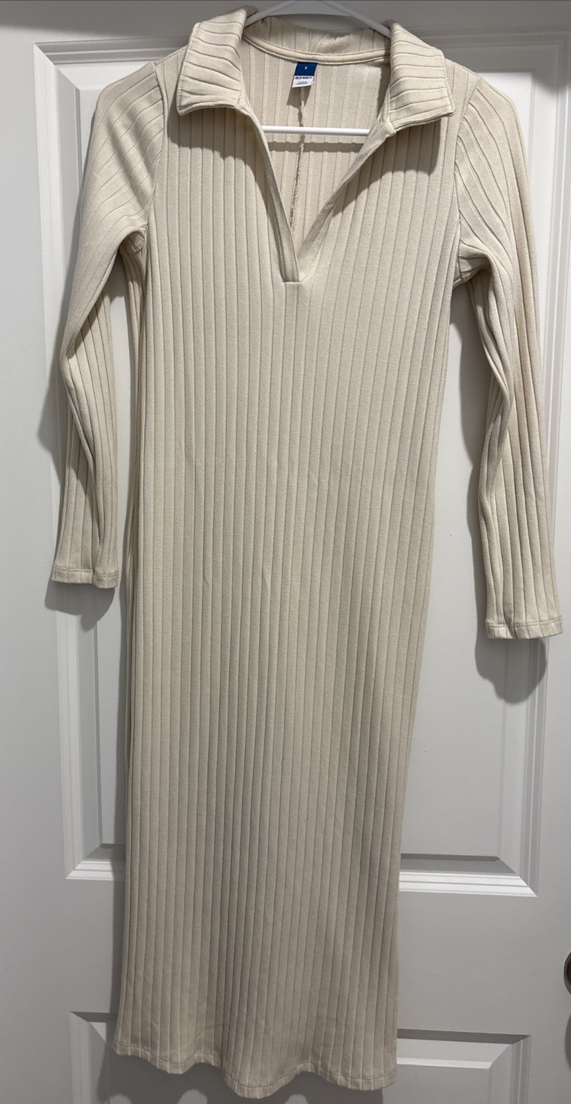 Old Navy Cashmere Maxi Dress Beige Polo Knit Column Gown Size S