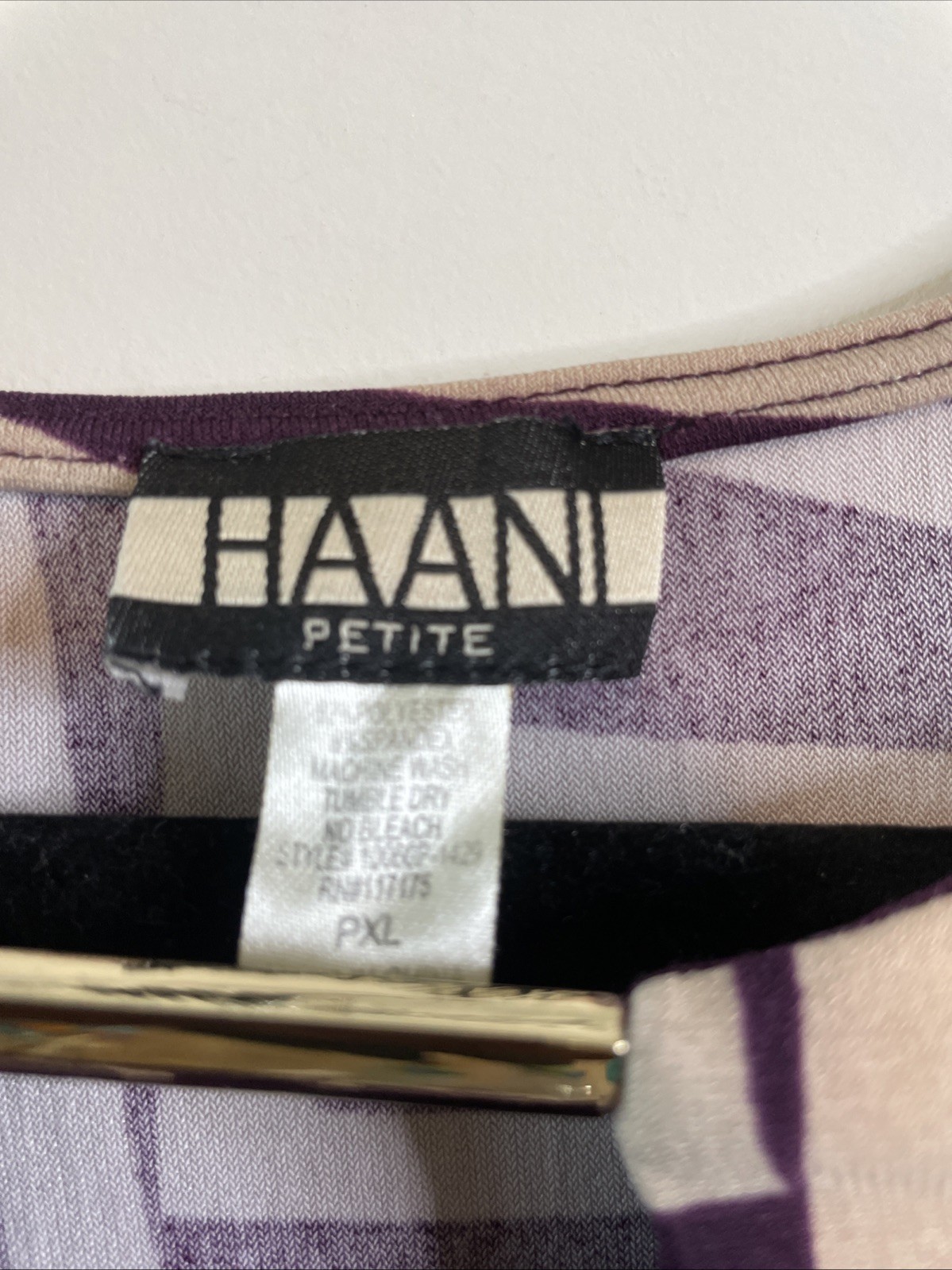 Haani Petite PXL Purple Geometric Shift Dress 3/4 Sleeve Stretch Tunic