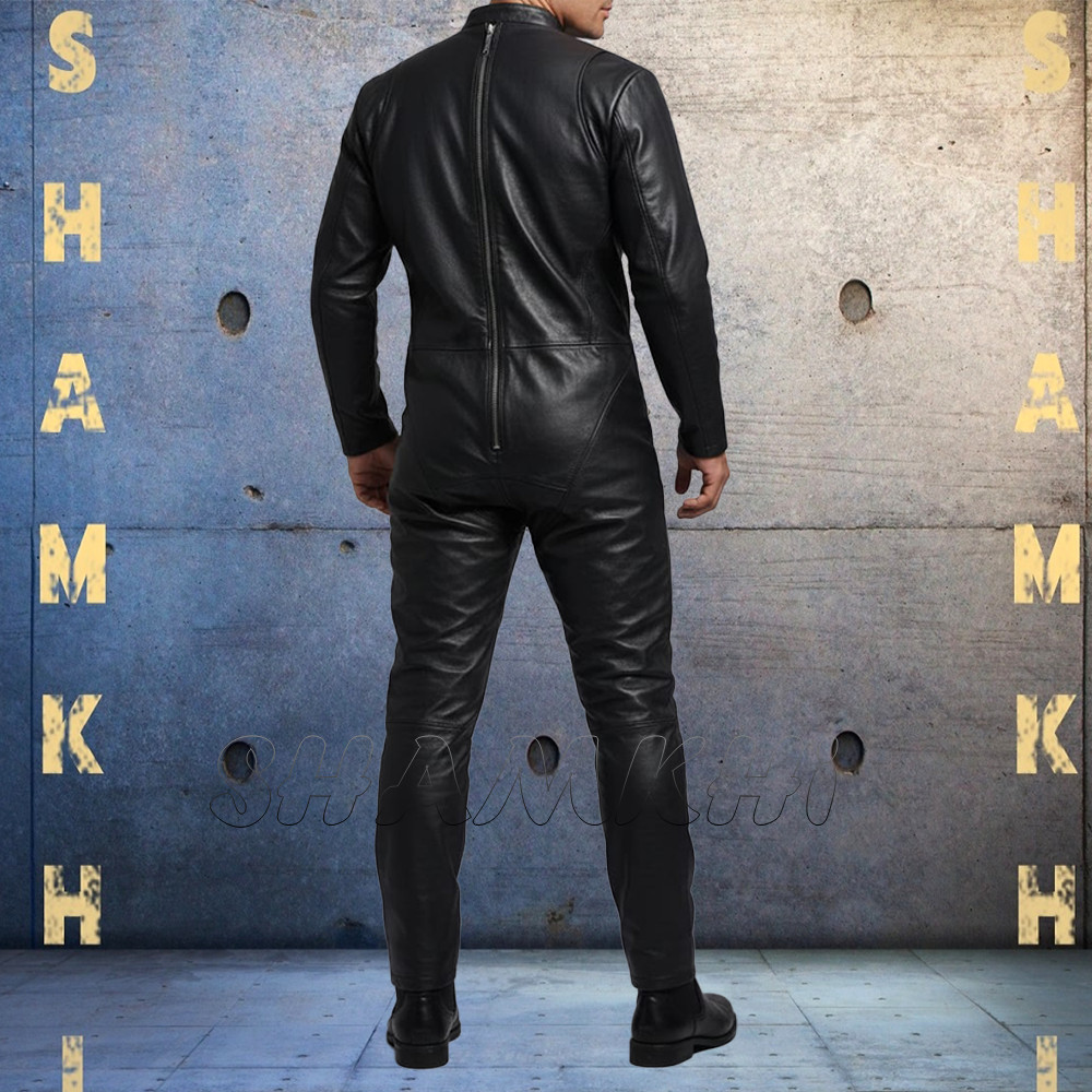 Custom Tailor Fit Men’s Premium Leather Catsuit Dress Costume Adjustable Laces