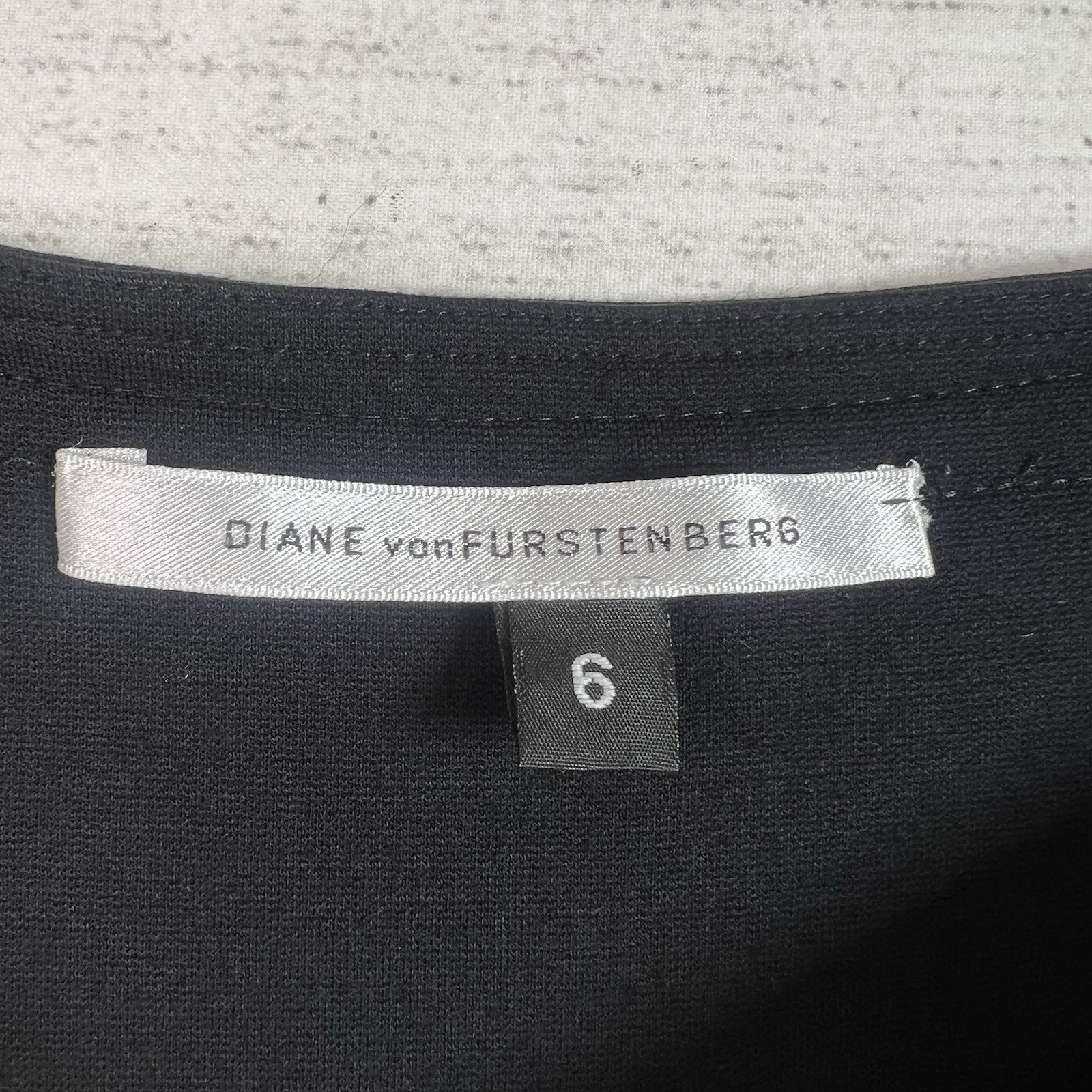 Diane Von Furstenberg DVF Black Side Zip Classic Square Neck Dress Size 6 Boho