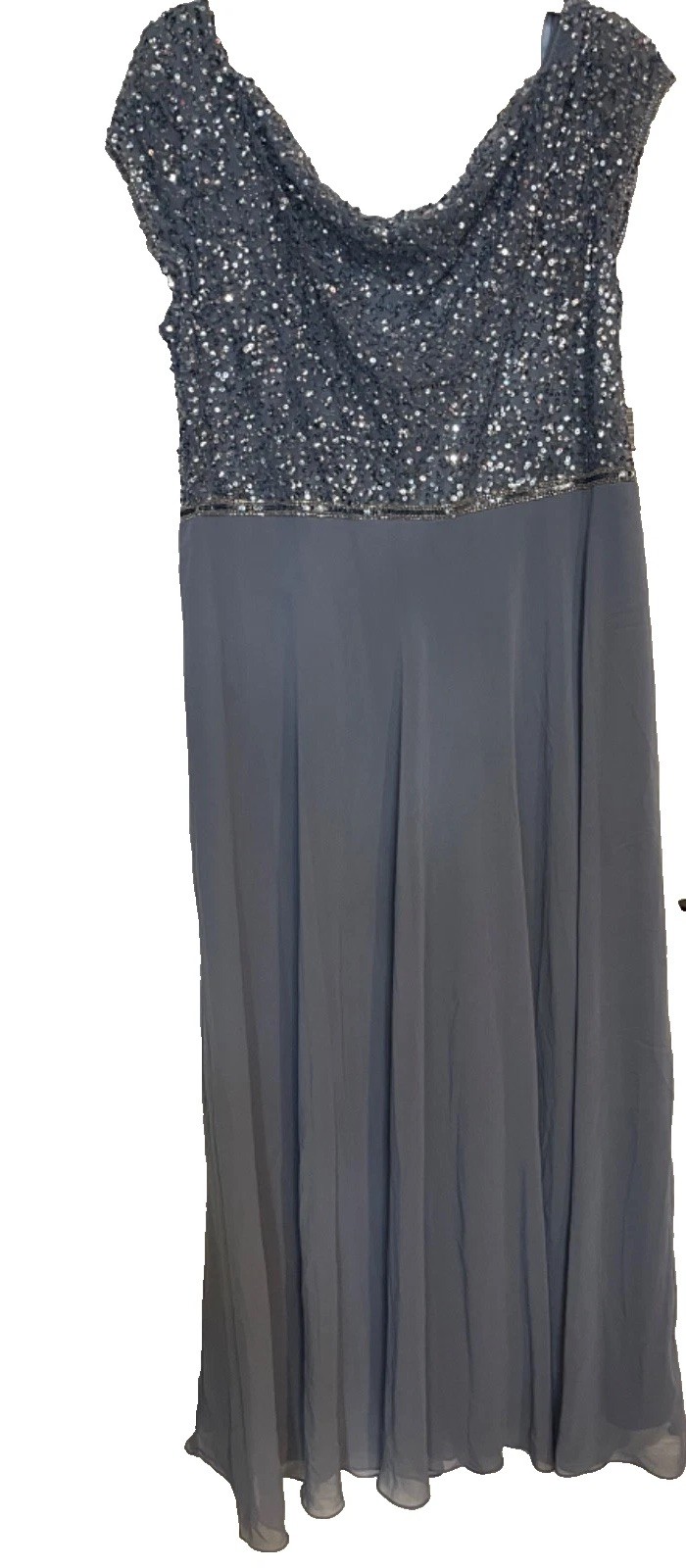 JKara Women’s Gray Blue Sequin Empire Waist Gown Gray size 16W NWT