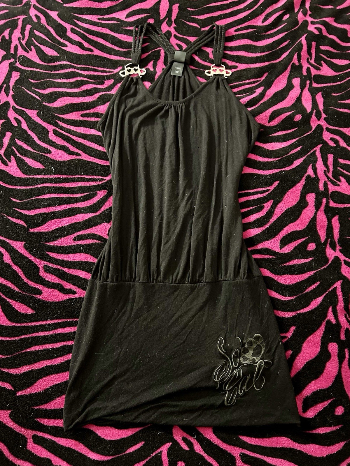 Y2K grunge goth rare vintage SoCal Brass Knuckle hardware mini Dress