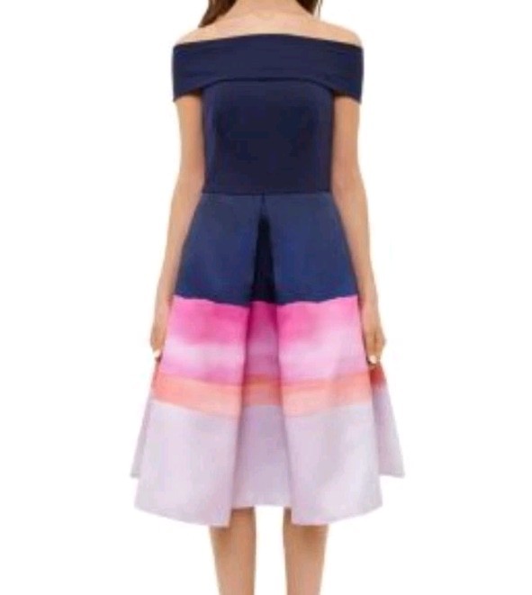 Ted Baker Bardot Dress, size 1 (US2-4), Off Shoulder Wedding Guest