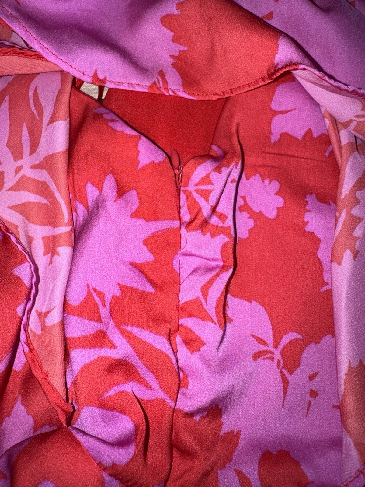 DO+BE One Shoulder Floral Midi Dress Pink Red Ruched Tulip Hem GY0612QYC Size L