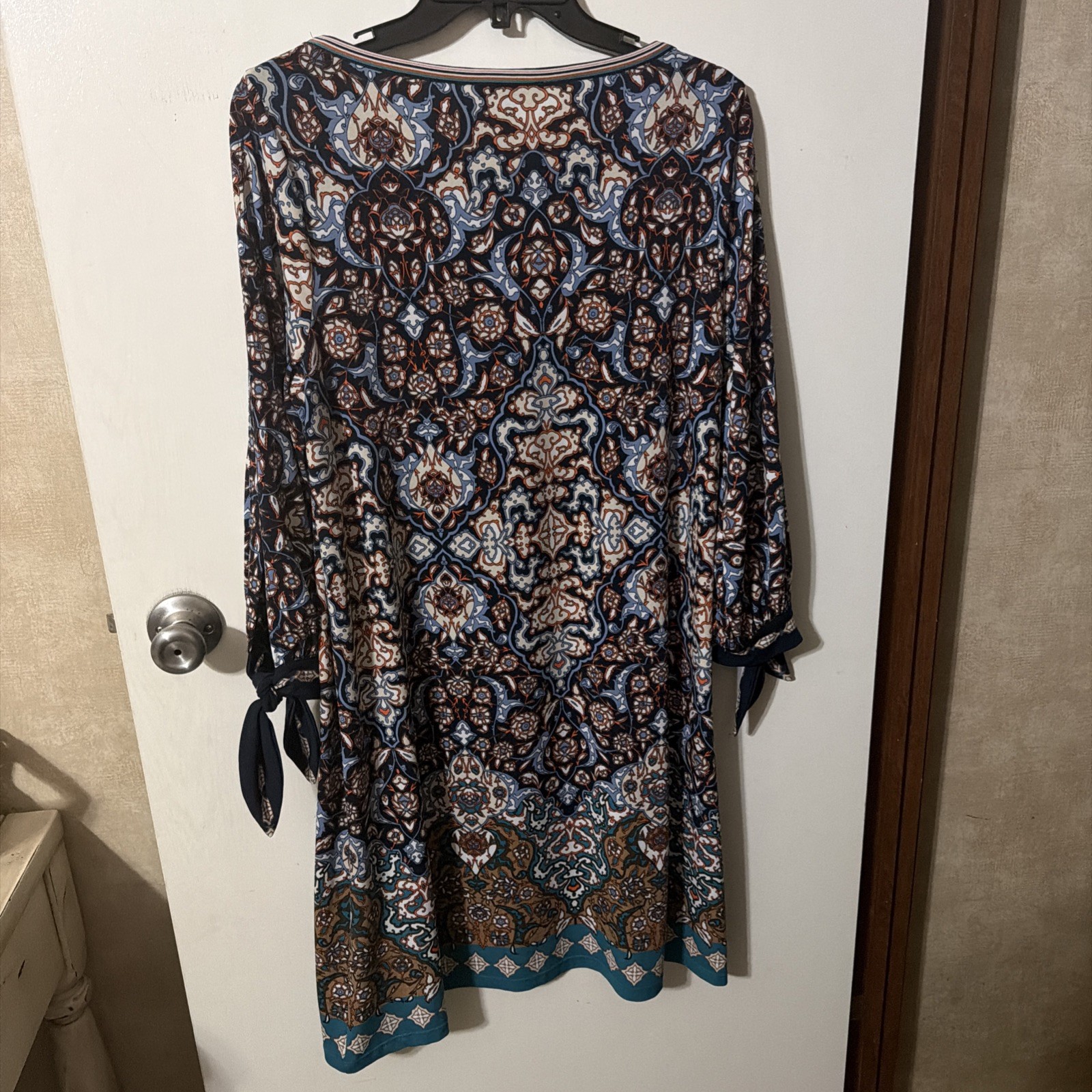 Max Edition Dress M multicolor print open long sleeve tie at cuff
