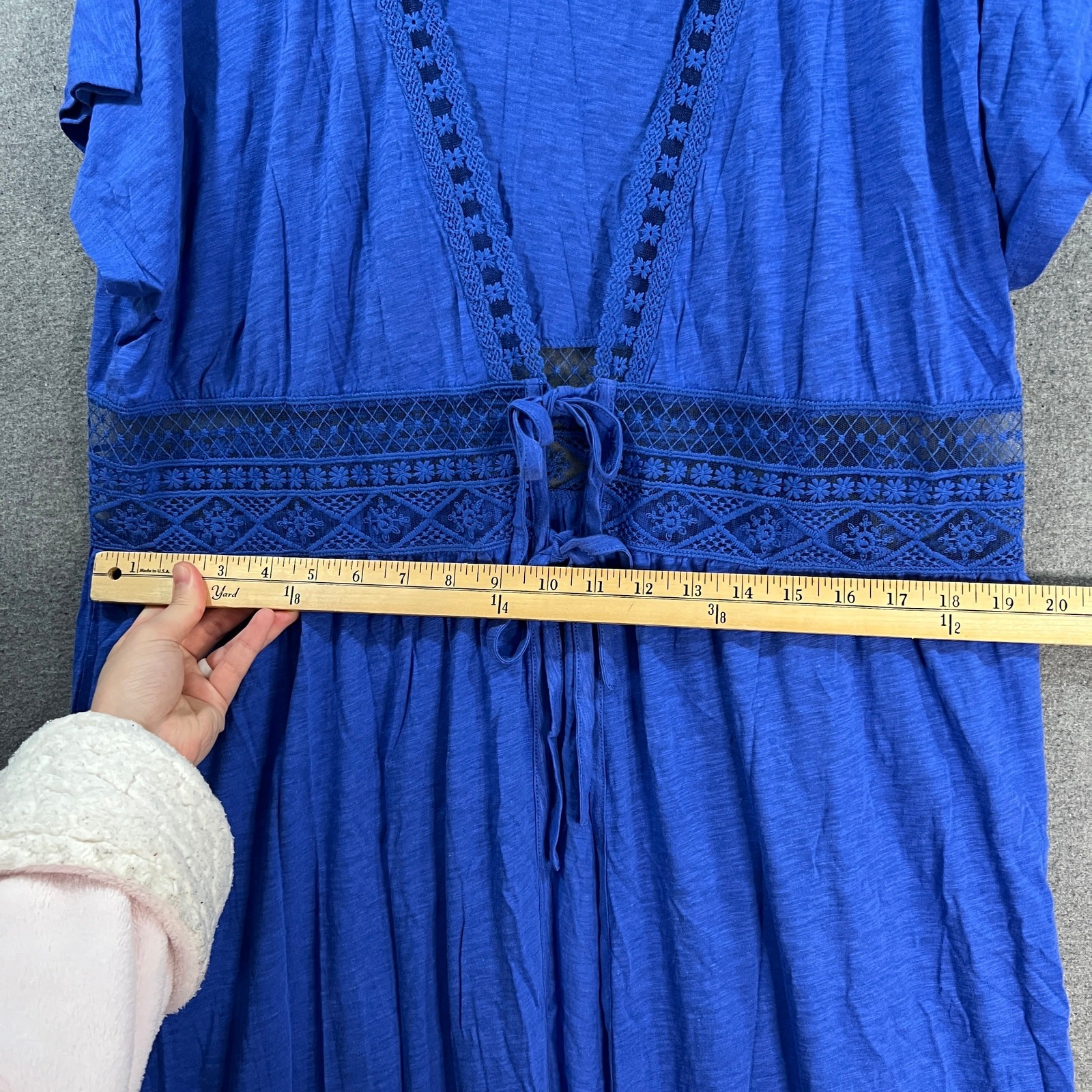 Belle Beach by Kim Gravel Regular Slub Knit Tie Front Cove Blue Dazzle, M/L