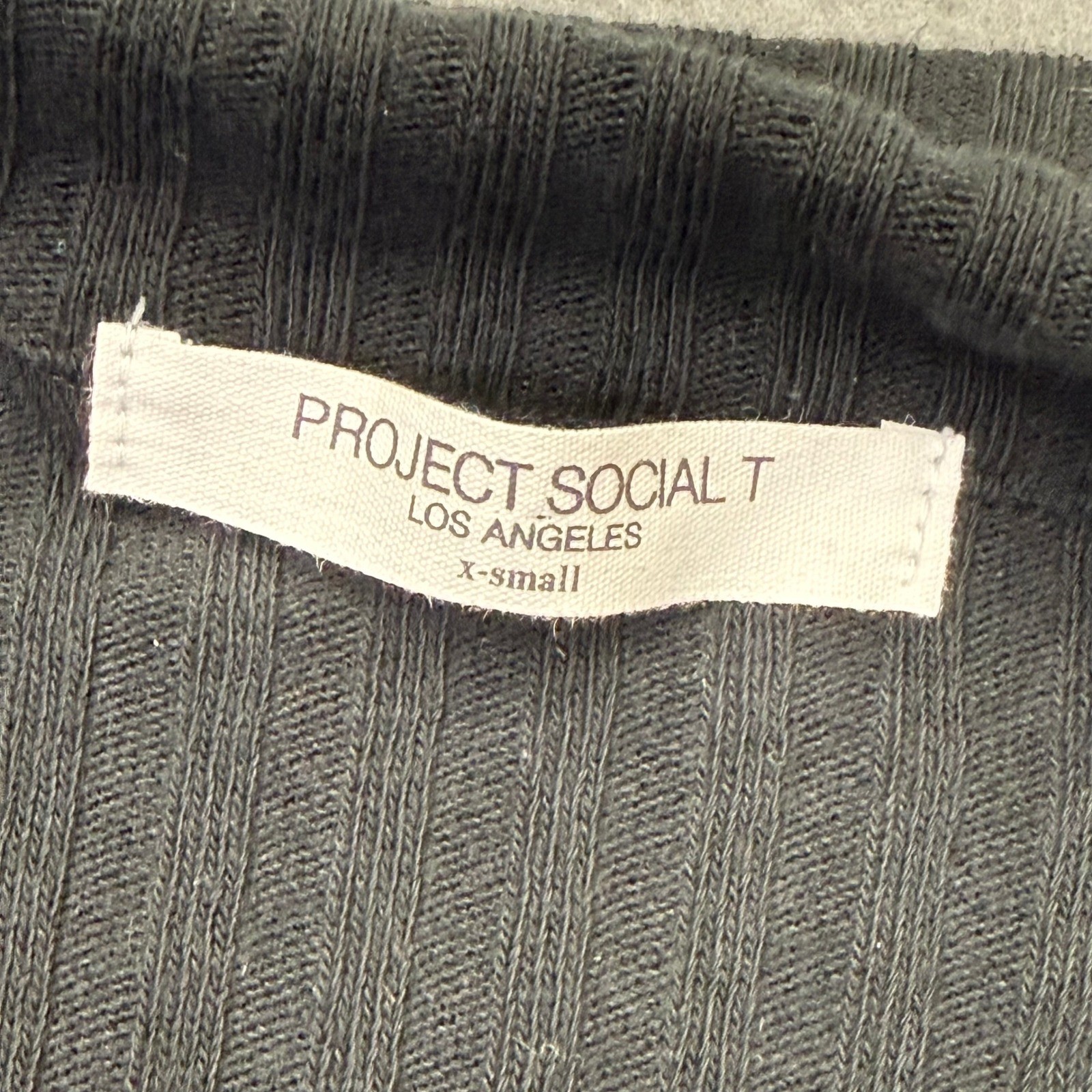 Project Social T Hideaway Button Front Sweater Dress Black Ribbed XS